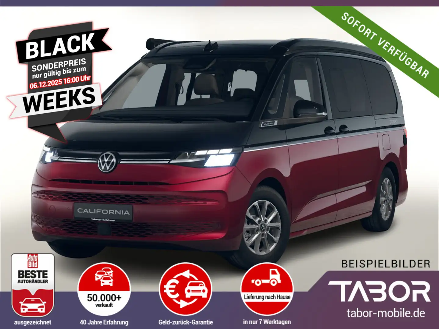 Volkswagen T7 California 150 Ocean AHK Markis ParkP UVP-26%* Červená - 1