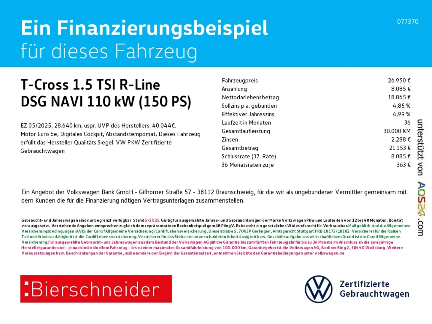 Volkswagen T-Cross 1.5 TSI R-Line DSG NAVI AHK KAM LED ACC APP Noir - 1