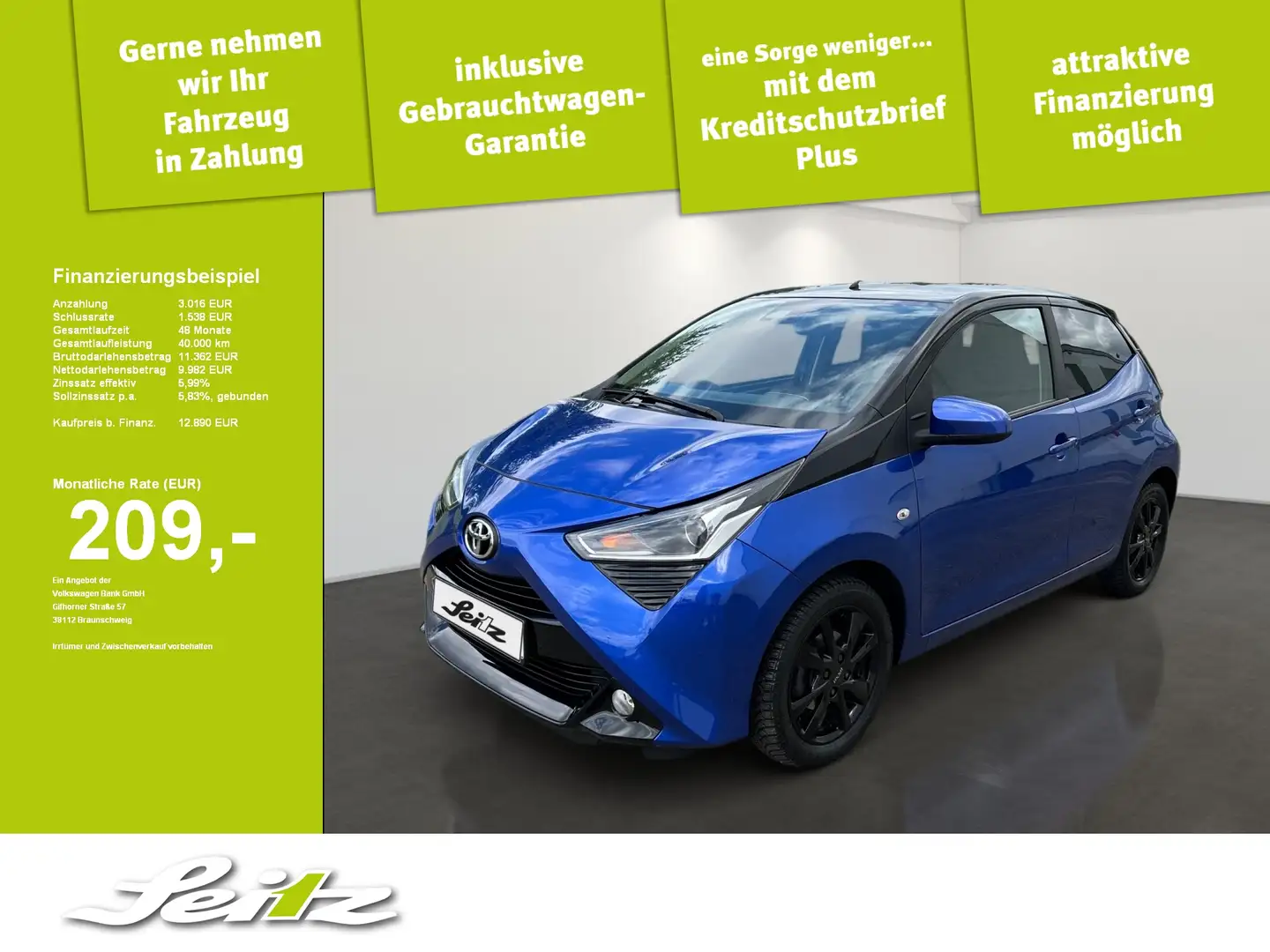 Toyota Aygo 1.0 x-clusiv *KAMERA*SITZH*BLUETOOTH* Blau - 1