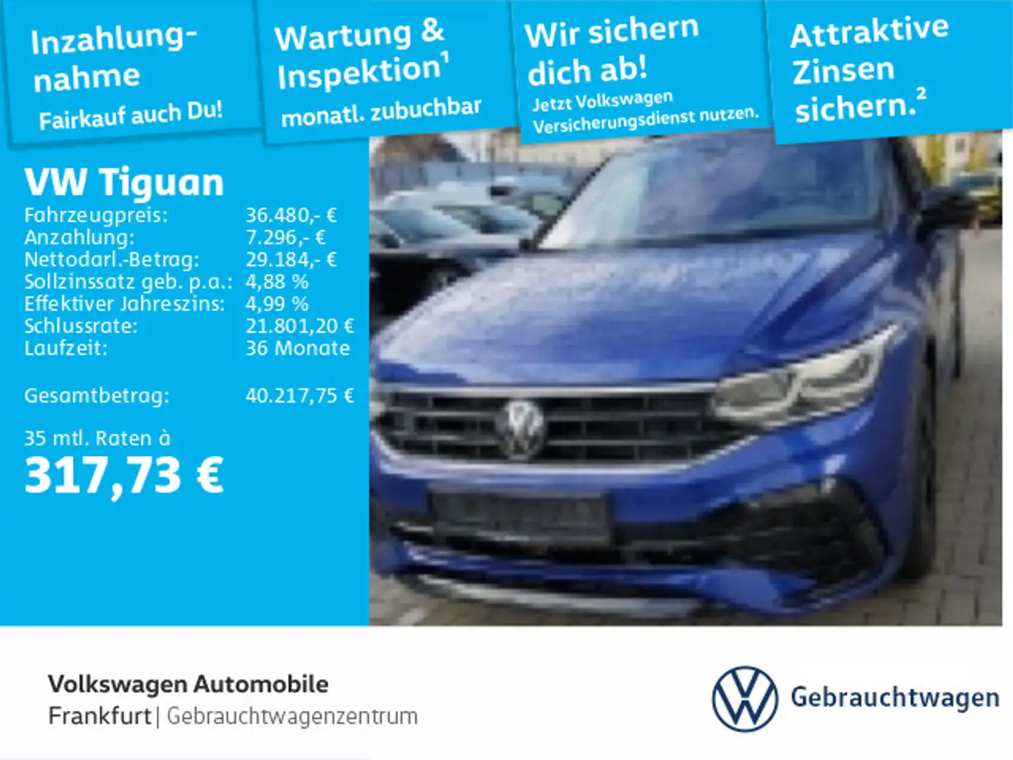 Volkswagen Tiguan 2.0 TSI DSG 4Motion R-Line Navi IQ.Light Blau - 1