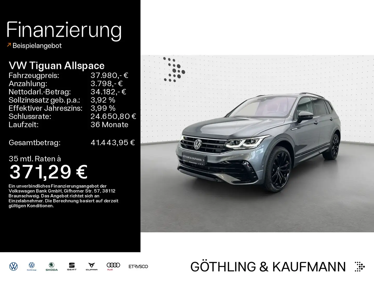 Volkswagen Tiguan Allspace R-Line 4M 2.0TSI DSG*NAVI*PANO*A Grau - 1