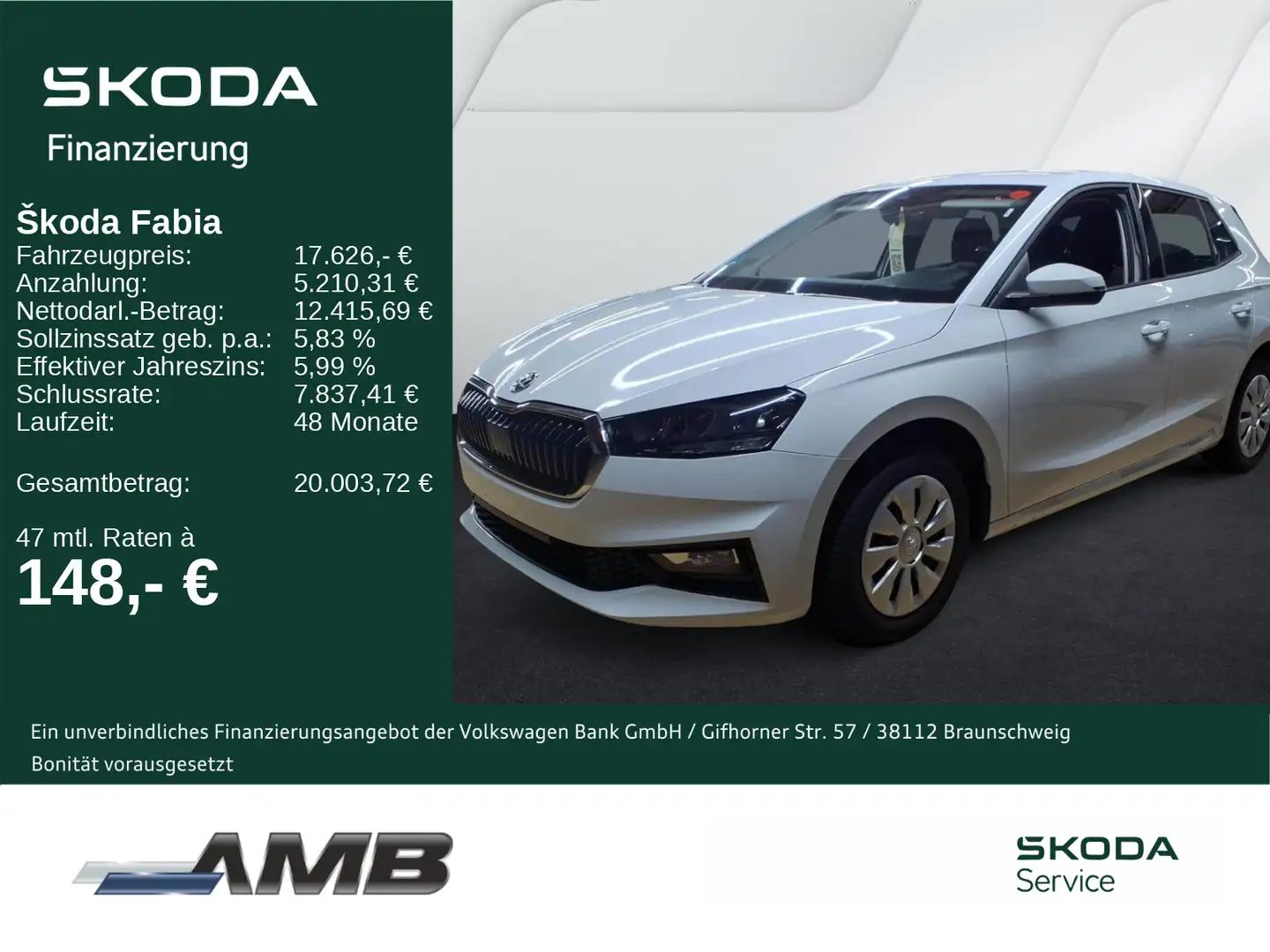 Skoda Fabia Essence 1.0 TSI LED/Sitzhzg/Einparkhilfe Weiß - 1