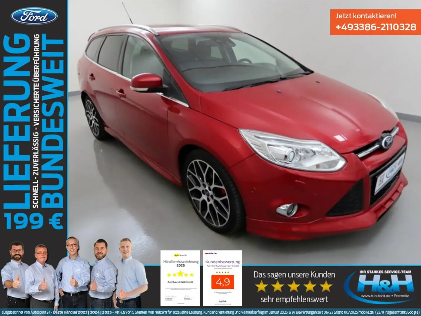 Ford Focus Turnier 1.0 EcoB Titanium Xenon+Kamera+SHZ Rot - 1
