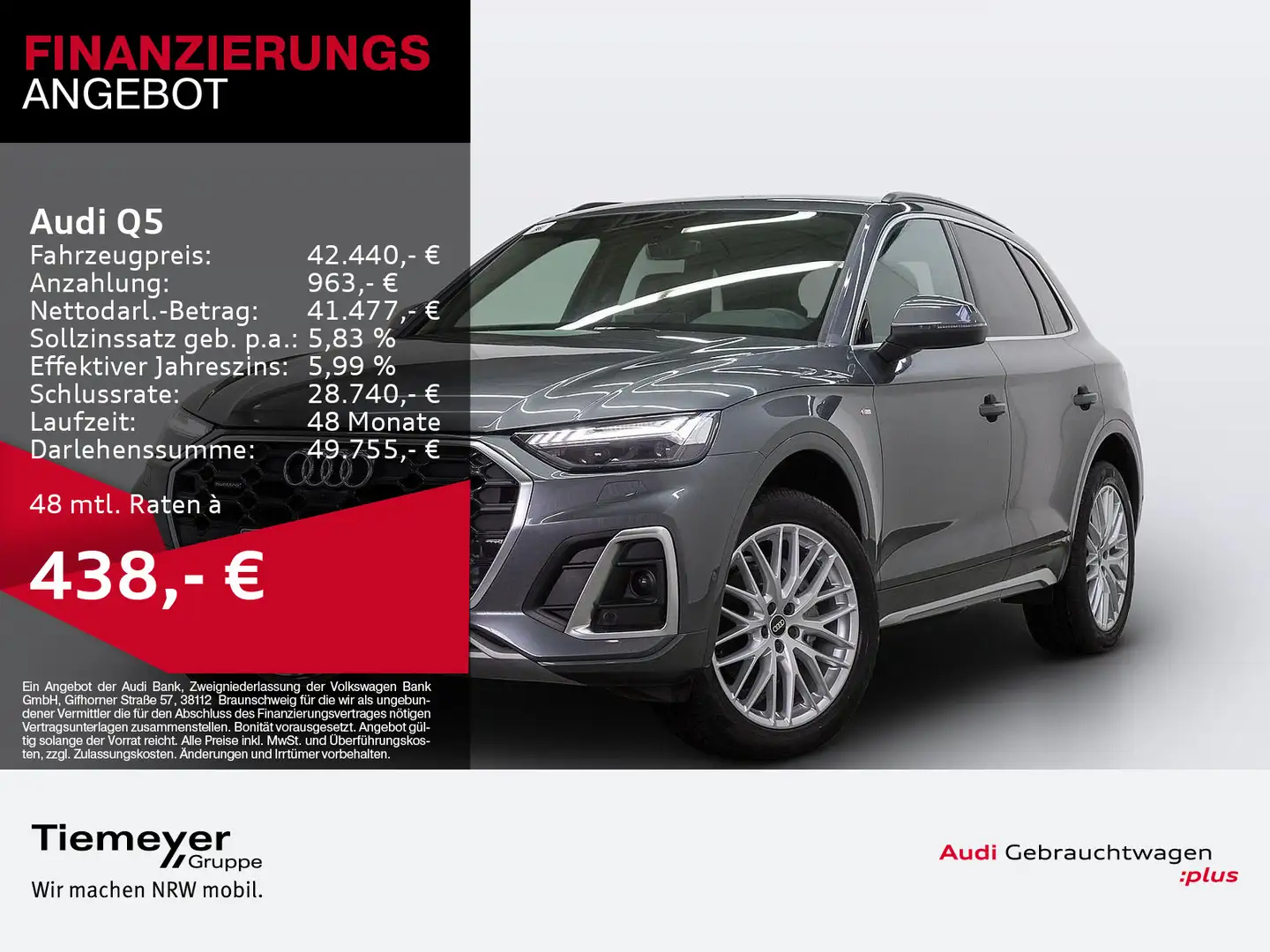 Audi Q5 40 TDI Q 2x S LINE LM20 MATRIX 360 ASSIST Gris - 1