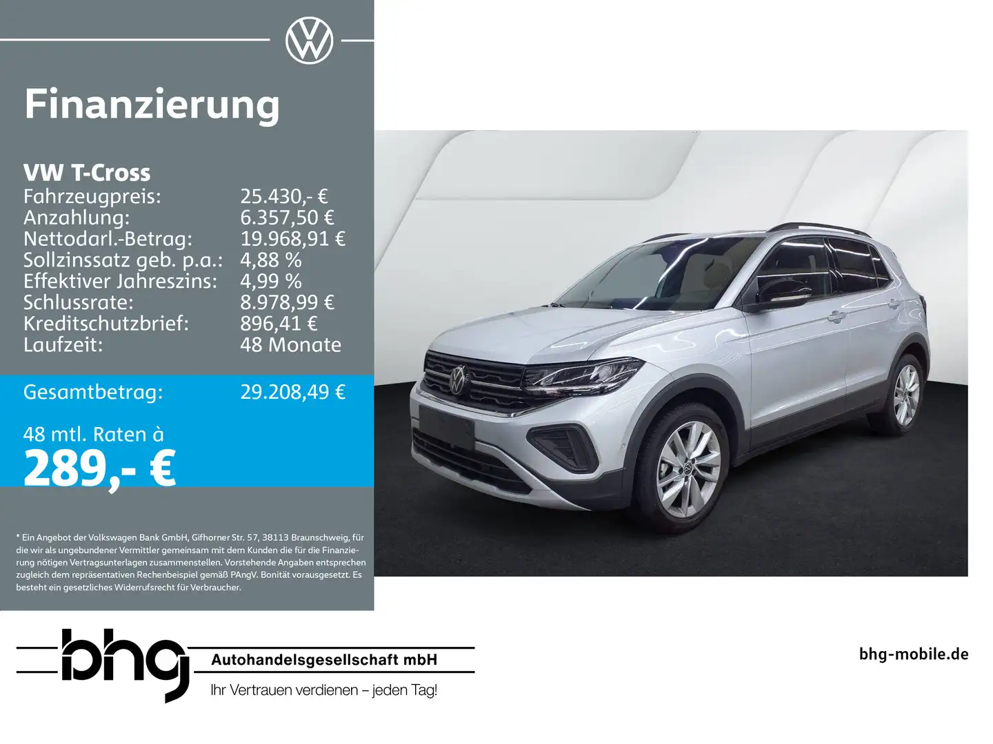 Volkswagen T-Cross 1.0 TSI OPF DSG GOAL plusPaket AHK Navi Silber - 1