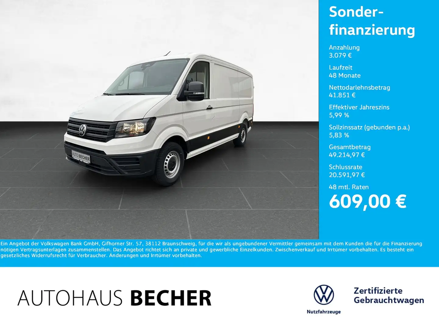 Volkswagen Crafter Kasten MR 2.0 TDI 6-Gang /AHK/Rückfahrk Weiß - 1