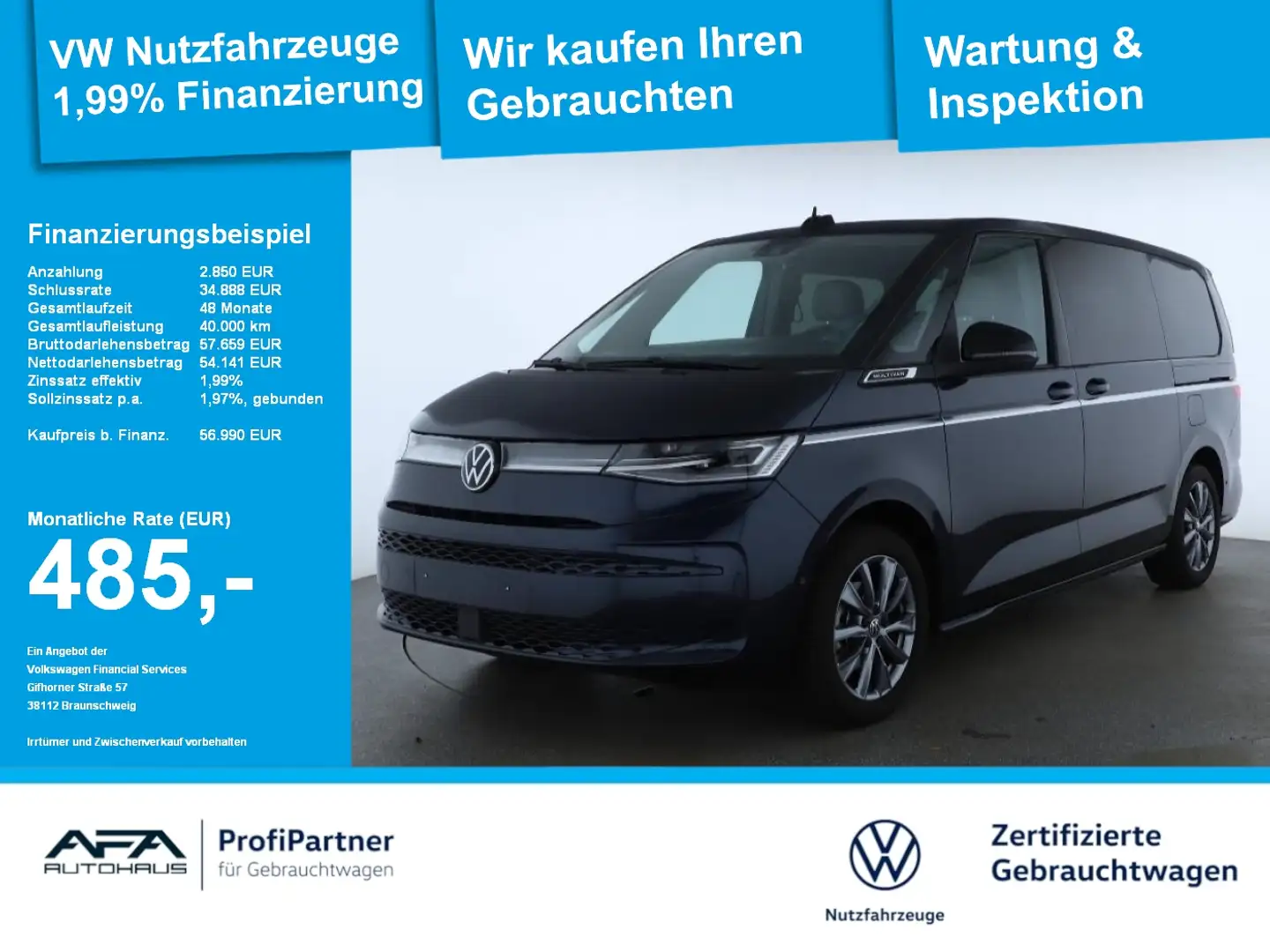 Volkswagen T7 Multivan Multivan 2.0 TDI Style lang DSG AHK*StHz*Navi Blau - 1