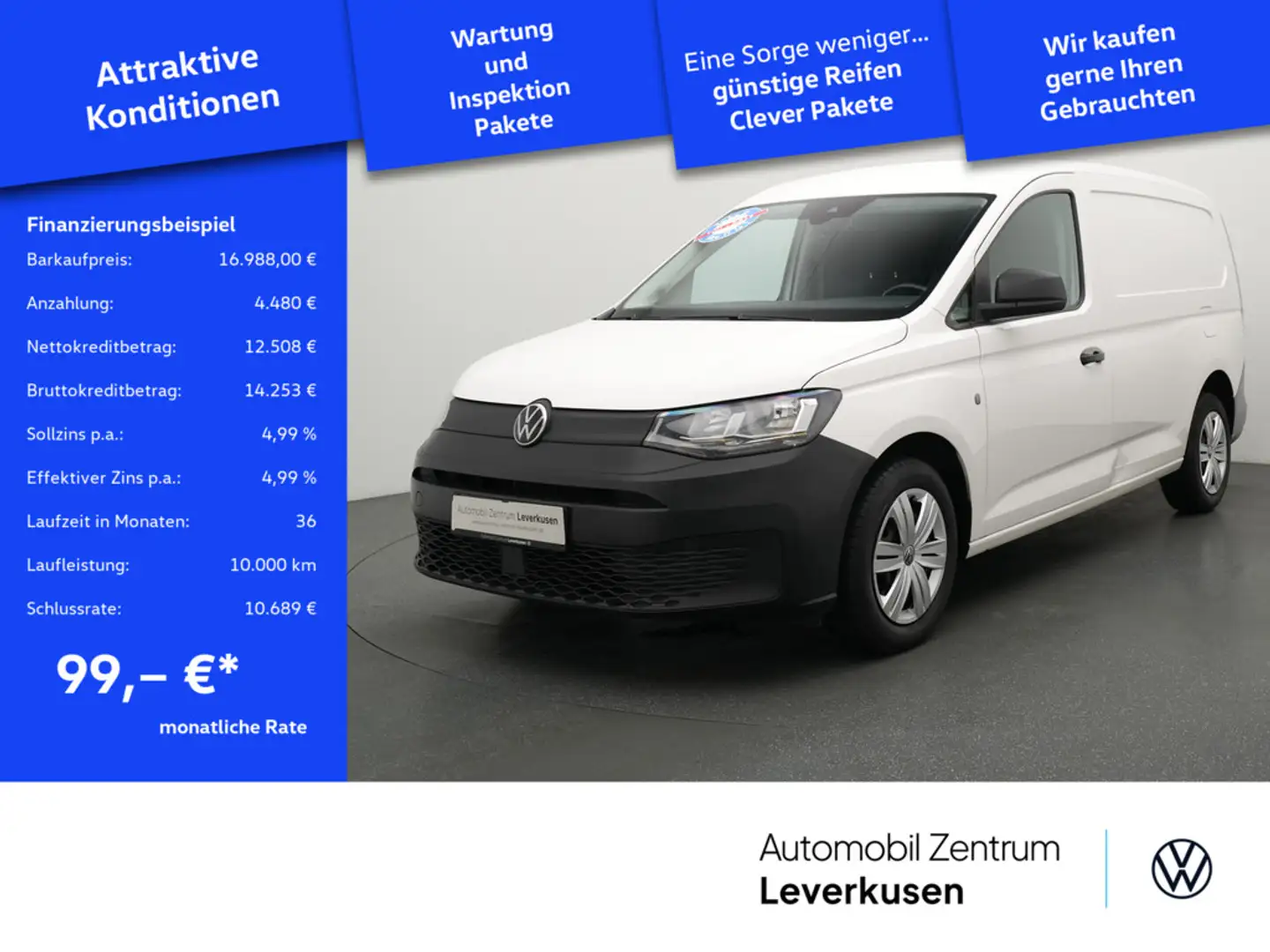 Volkswagen Caddy Cargo Maxi Lang NAVI ACC KAM FLÜGELTÜRE Weiß - 1