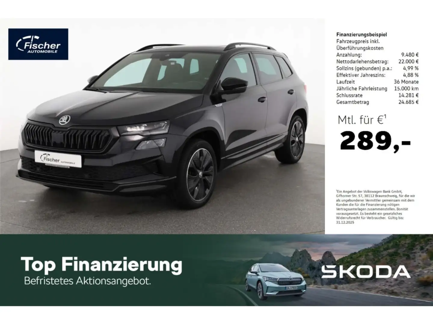 Skoda Karoq 1.5 TSI Sportline DSG Standhz./Pano/AHK Schwarz - 1