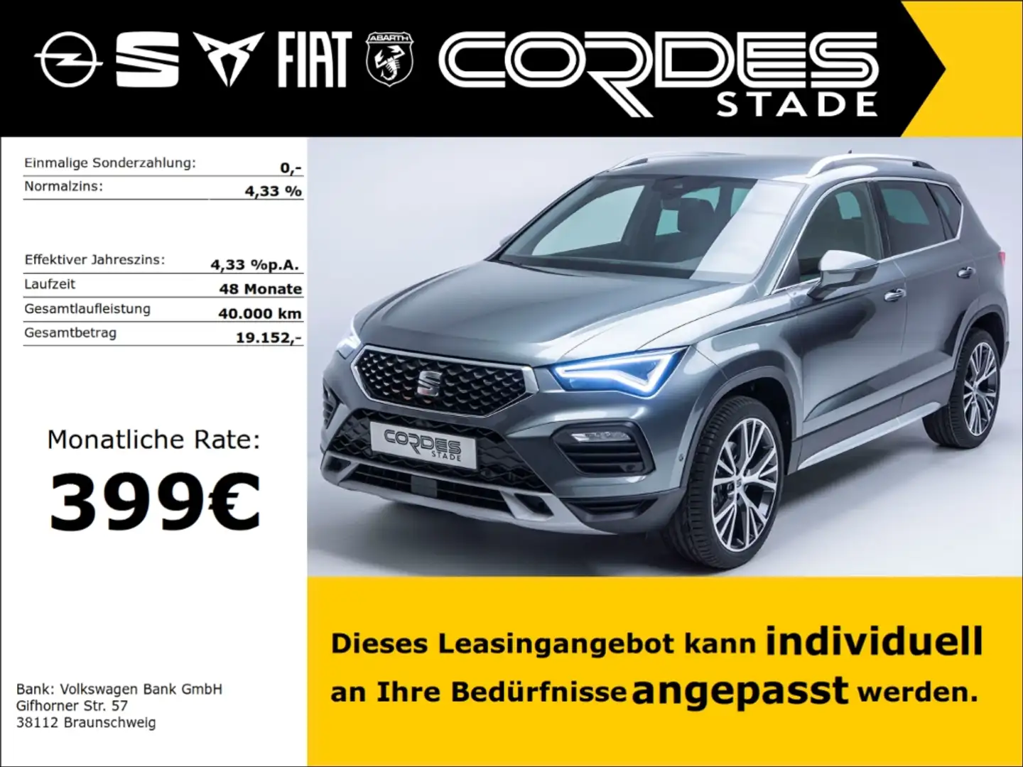 SEAT Ateca Xperience 1.5 TSI Automatik AHK Navi (70) HC 390 Grau - 1