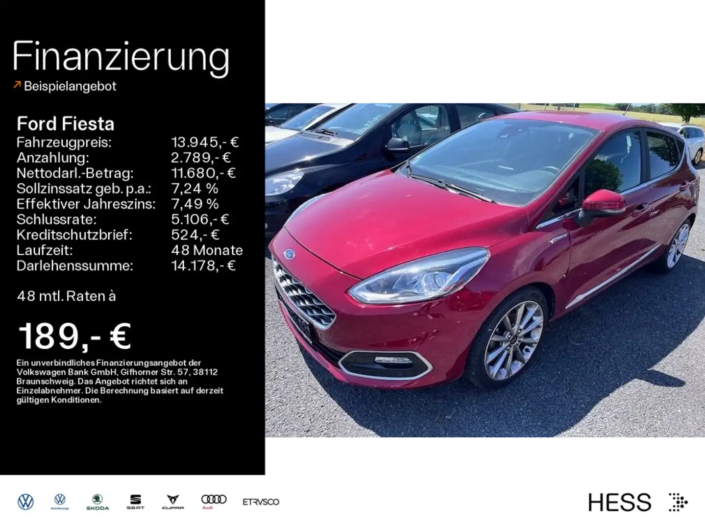 Ford Fiesta 1.0 EcoBoost Vignale*Kamera*Navi*Klima Rot - 1