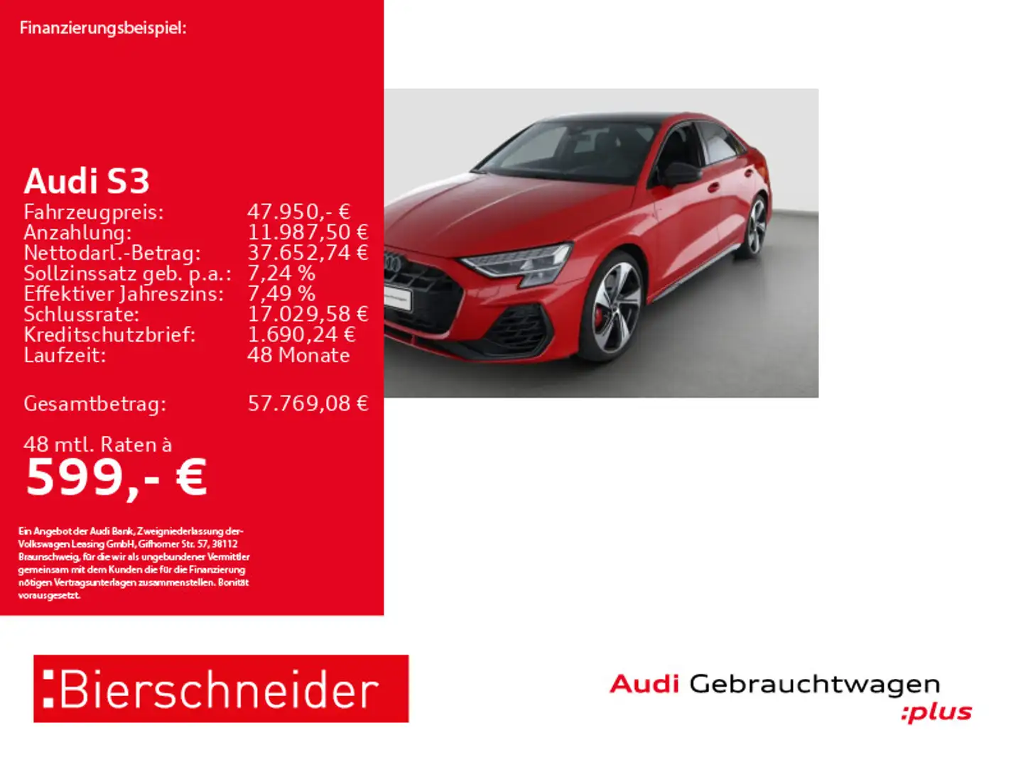 Audi S3 Lim TFSI qu LED HuD SONOS CAM ACC Rot - 1
