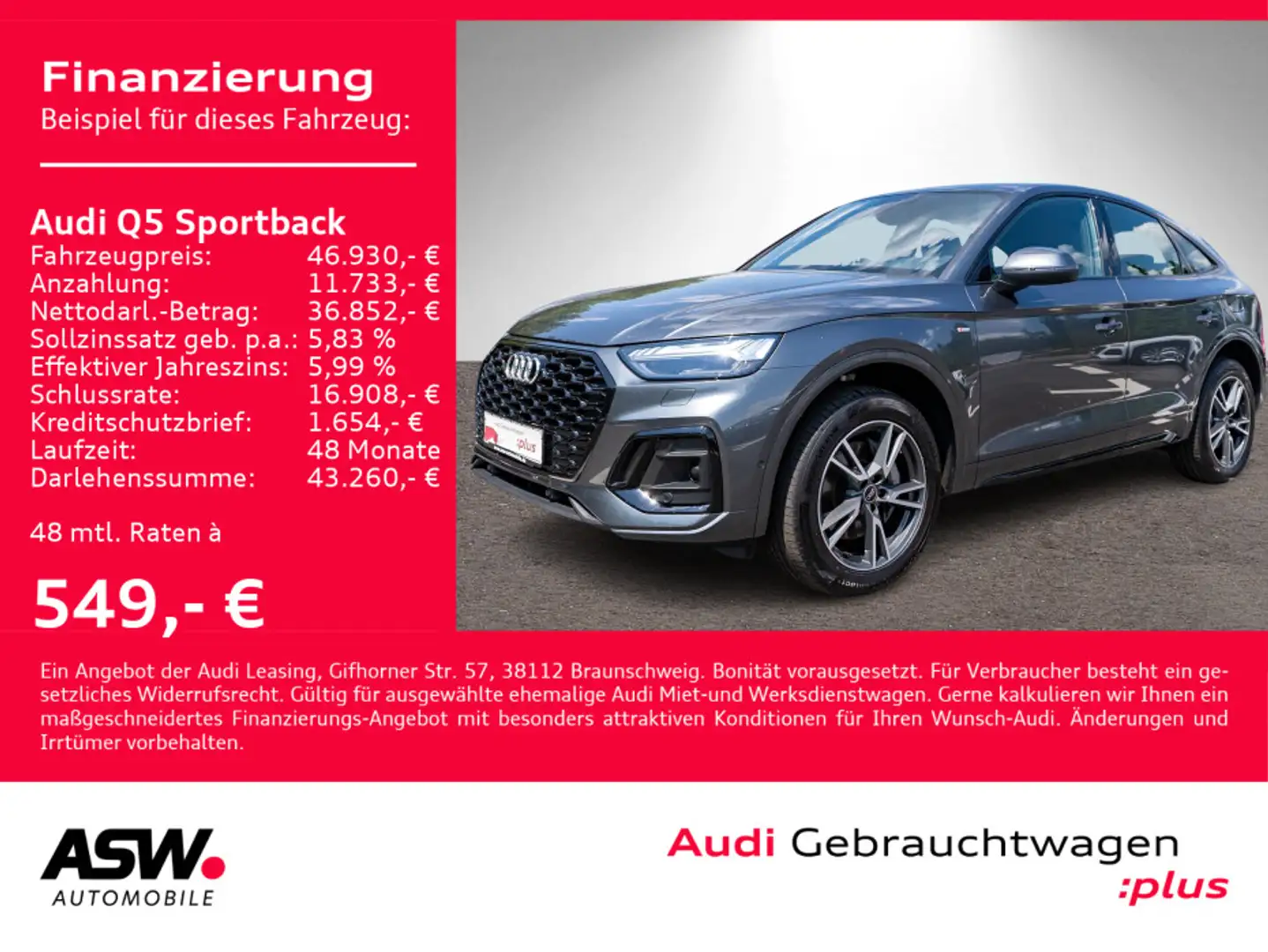 Audi Q5 S line 50TFSI e quattro Stroni 360° Grau - 1