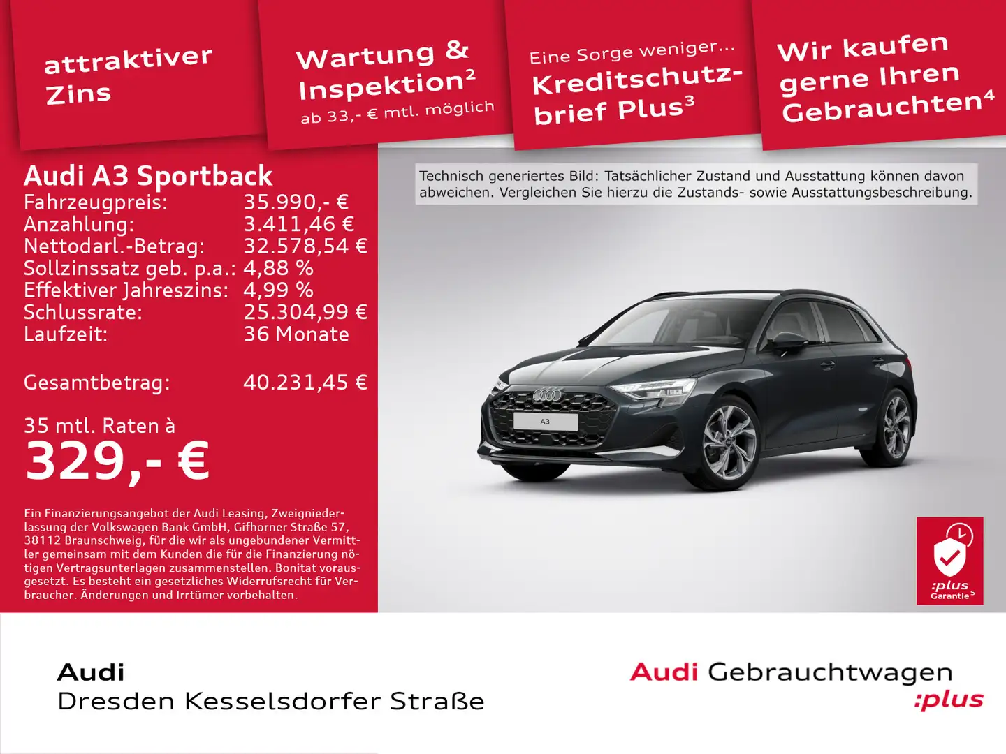Audi A3 35 TFSI Advanced LED Navi AHZV Grau - 1