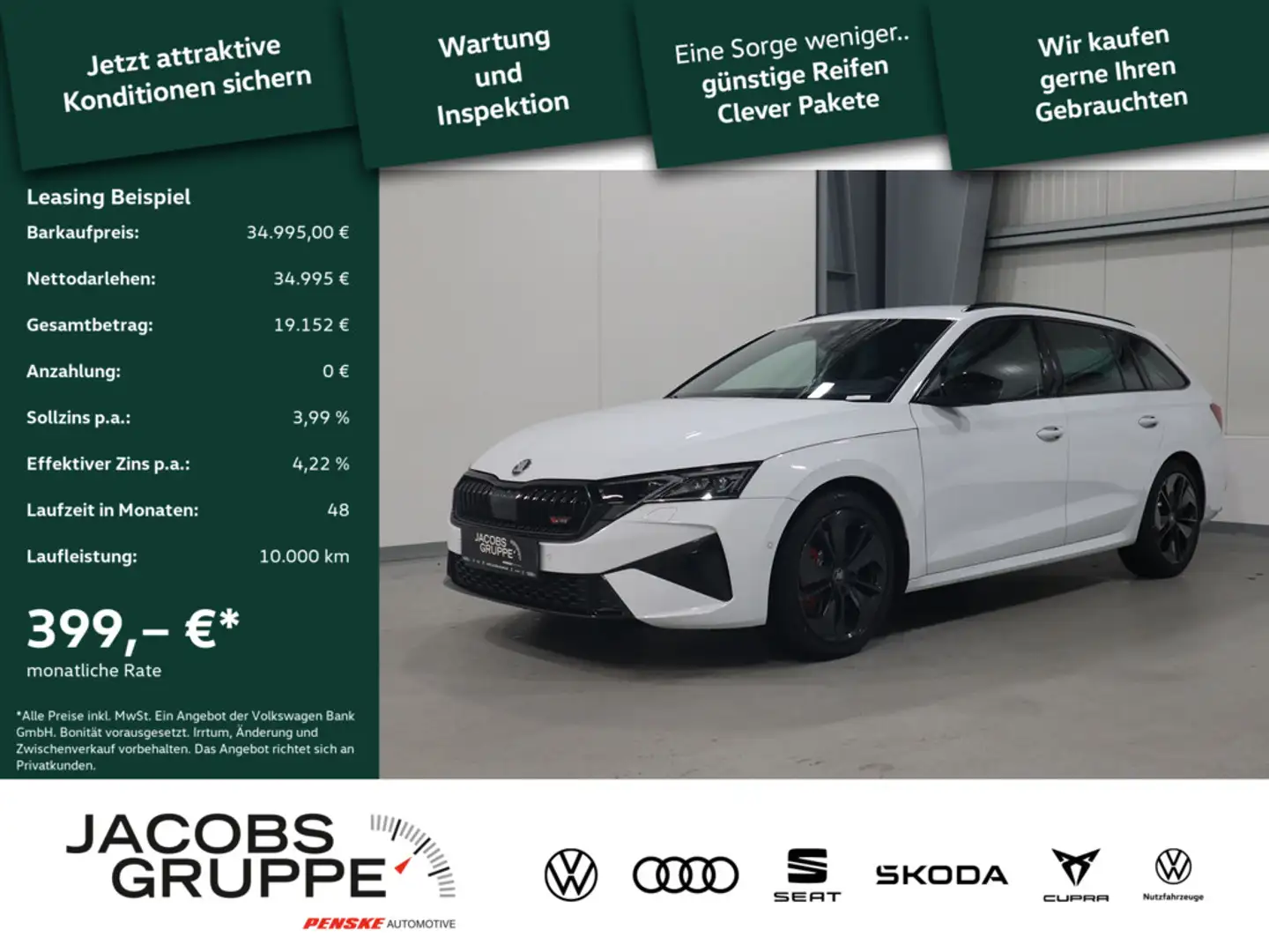 Skoda Octavia Combi 2.0 TSI RS Matrix-LED,Navi,Cam, Weiß - 1