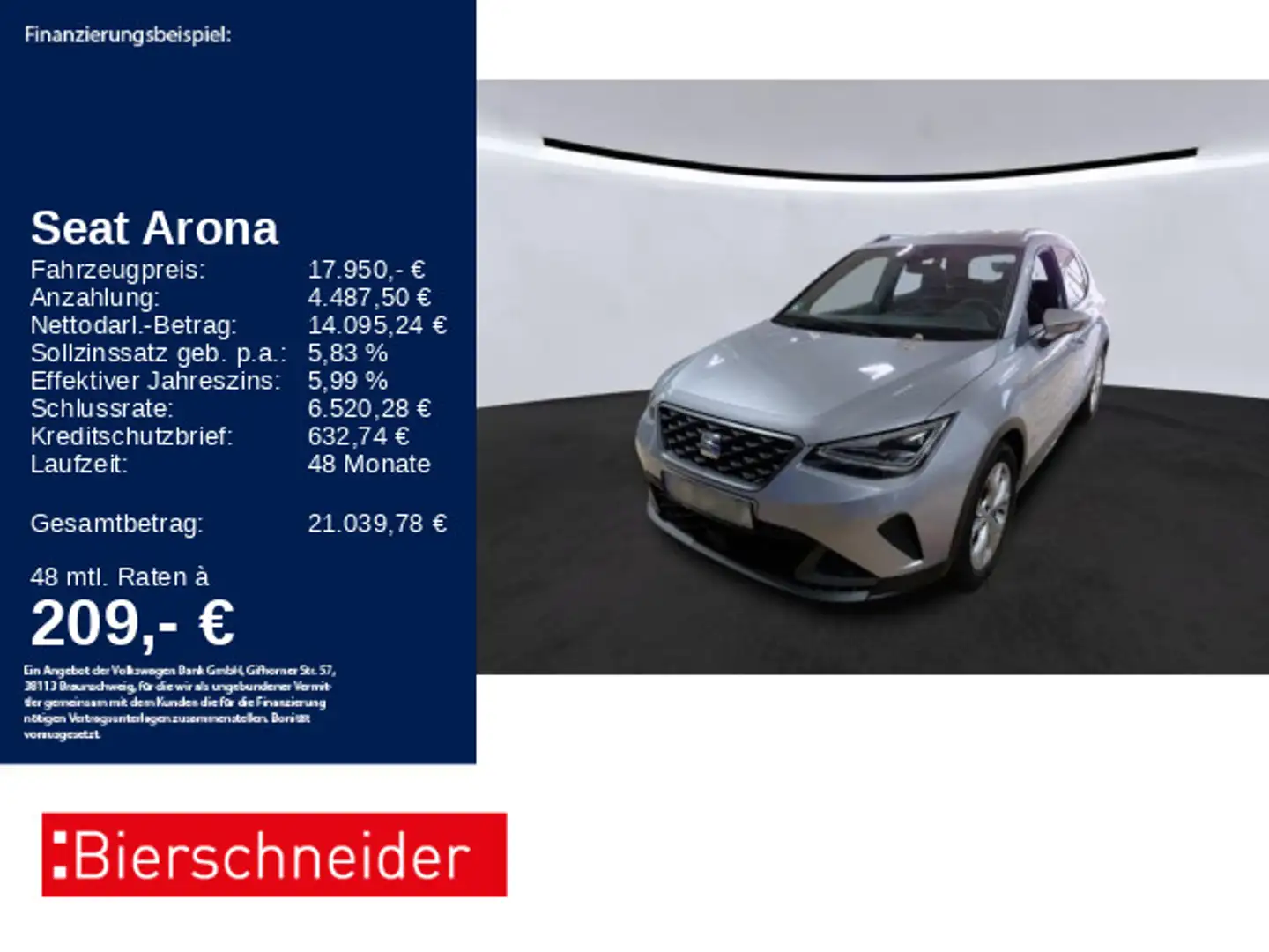 SEAT Arona 1.0 TSI FR-Line 17 LED NAVI PDC Silber - 1