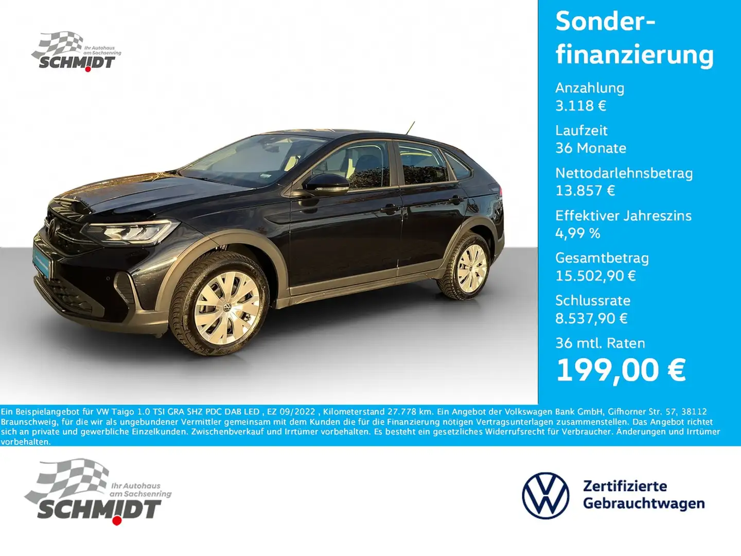 Volkswagen Taigo 1.0 TSI GRA SHZ PDC DAB LED Noir - 1