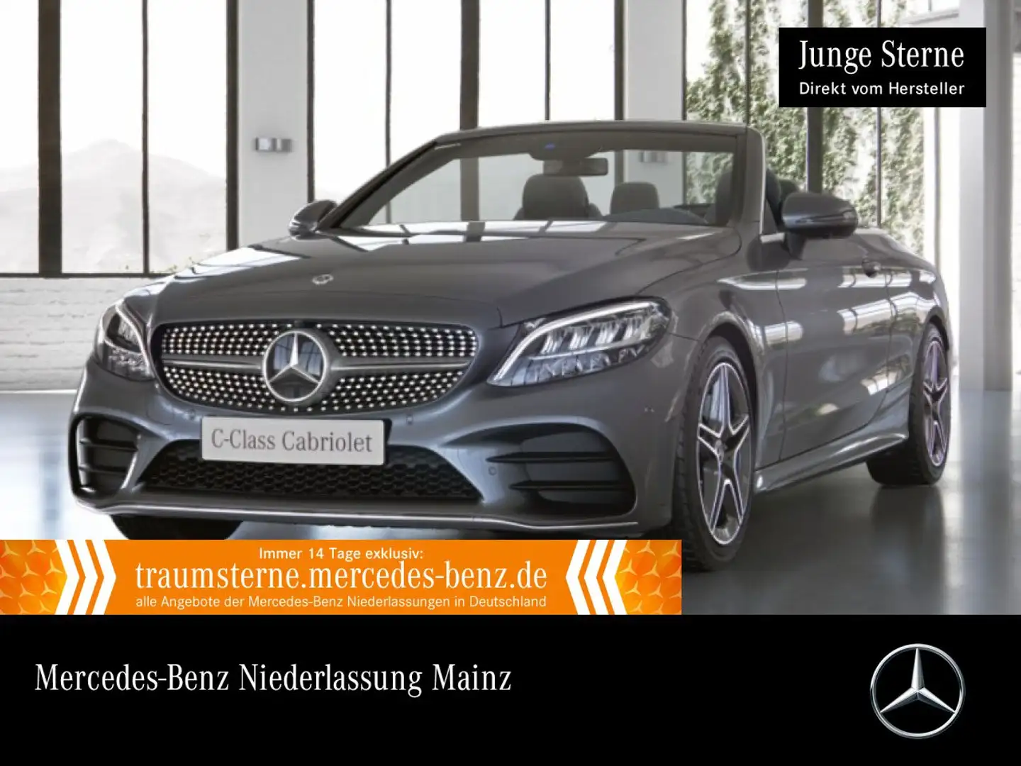 Mercedes-Benz C 180 Cabrio AMG+360+AHK+LED+SPUR+TOTW+KEYLESS+9G Grau - 1