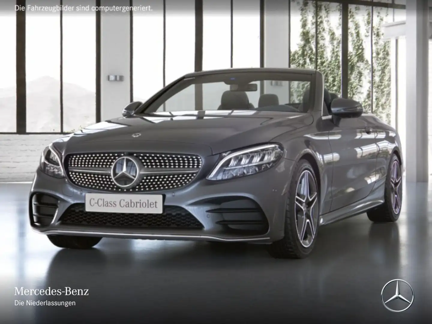 Mercedes-Benz C 180 Cabrio AMG+360+AHK+LED+SPUR+TOTW+KEYLESS+9G Grau - 2