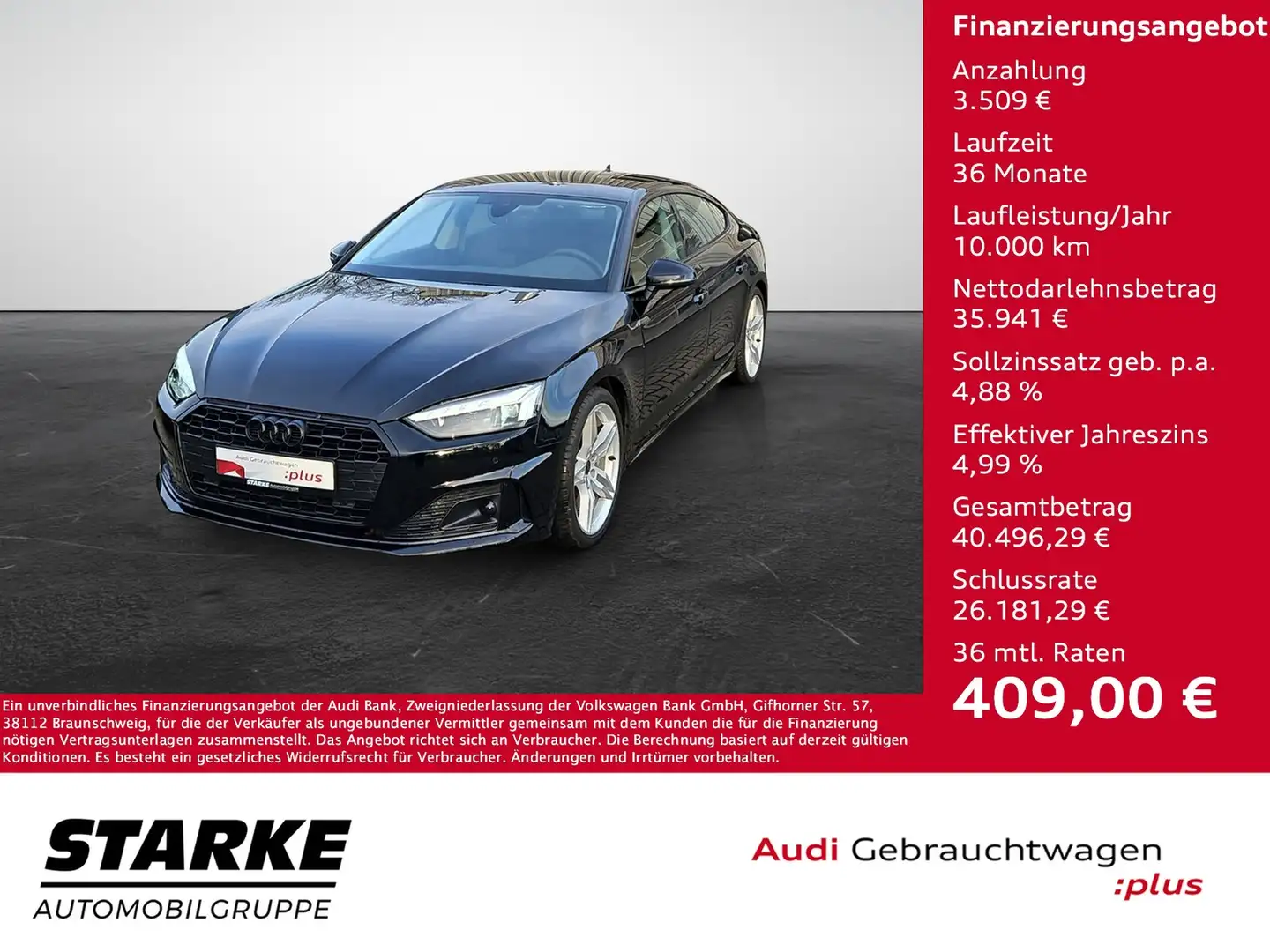 Audi A5 Sportback 40 TFSI S tronic advanced NaviPlus Ma... Schwarz - 1