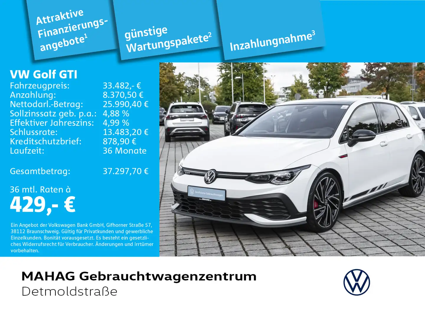 Volkswagen Golf GTI Golf VIII GTI Clubsport Navi LED Pano Kamera Alu Weiß - 1