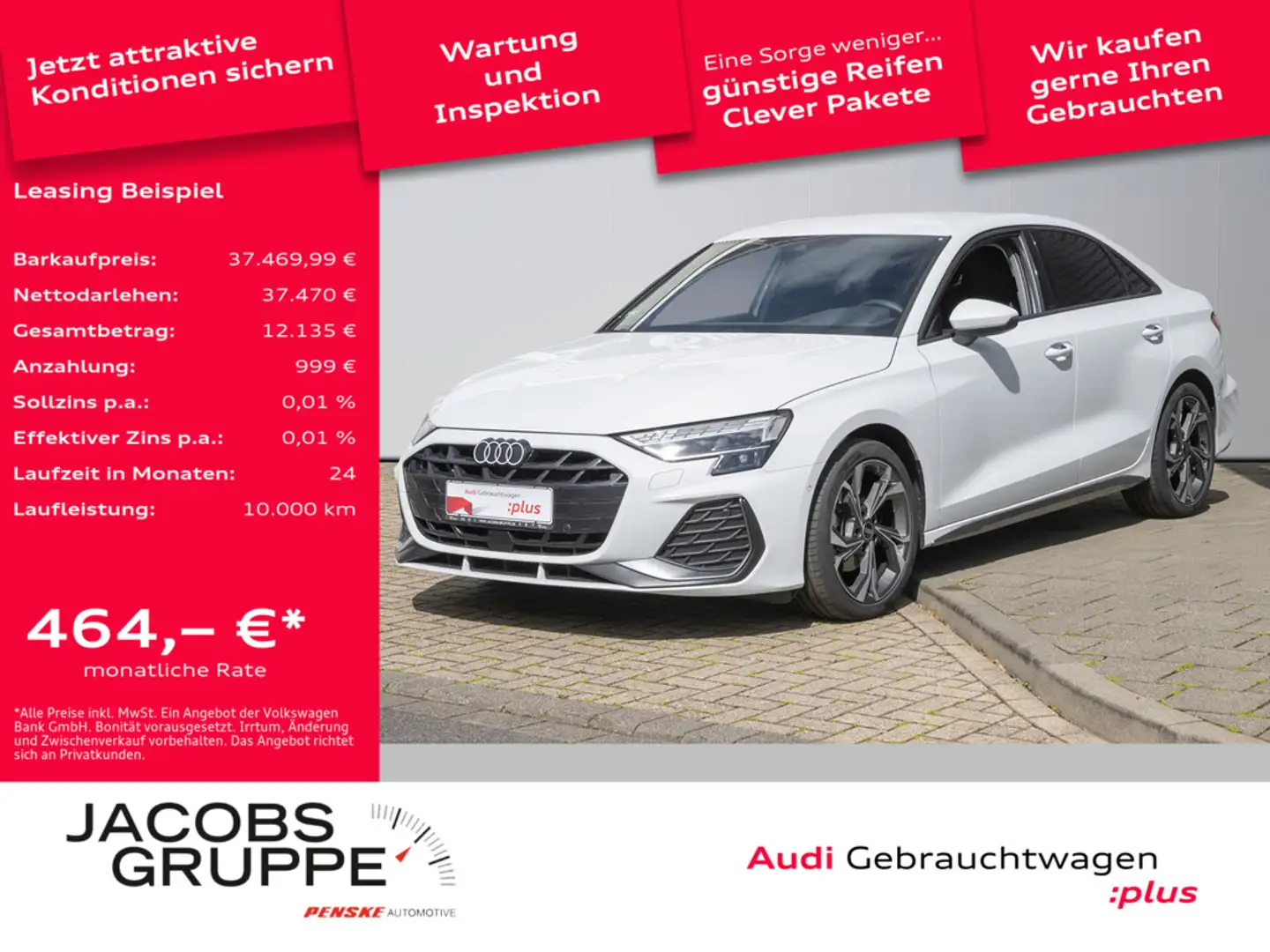 Audi A3 Limousine S line 30 TFSI S tronic LED*Navi Weiß - 1