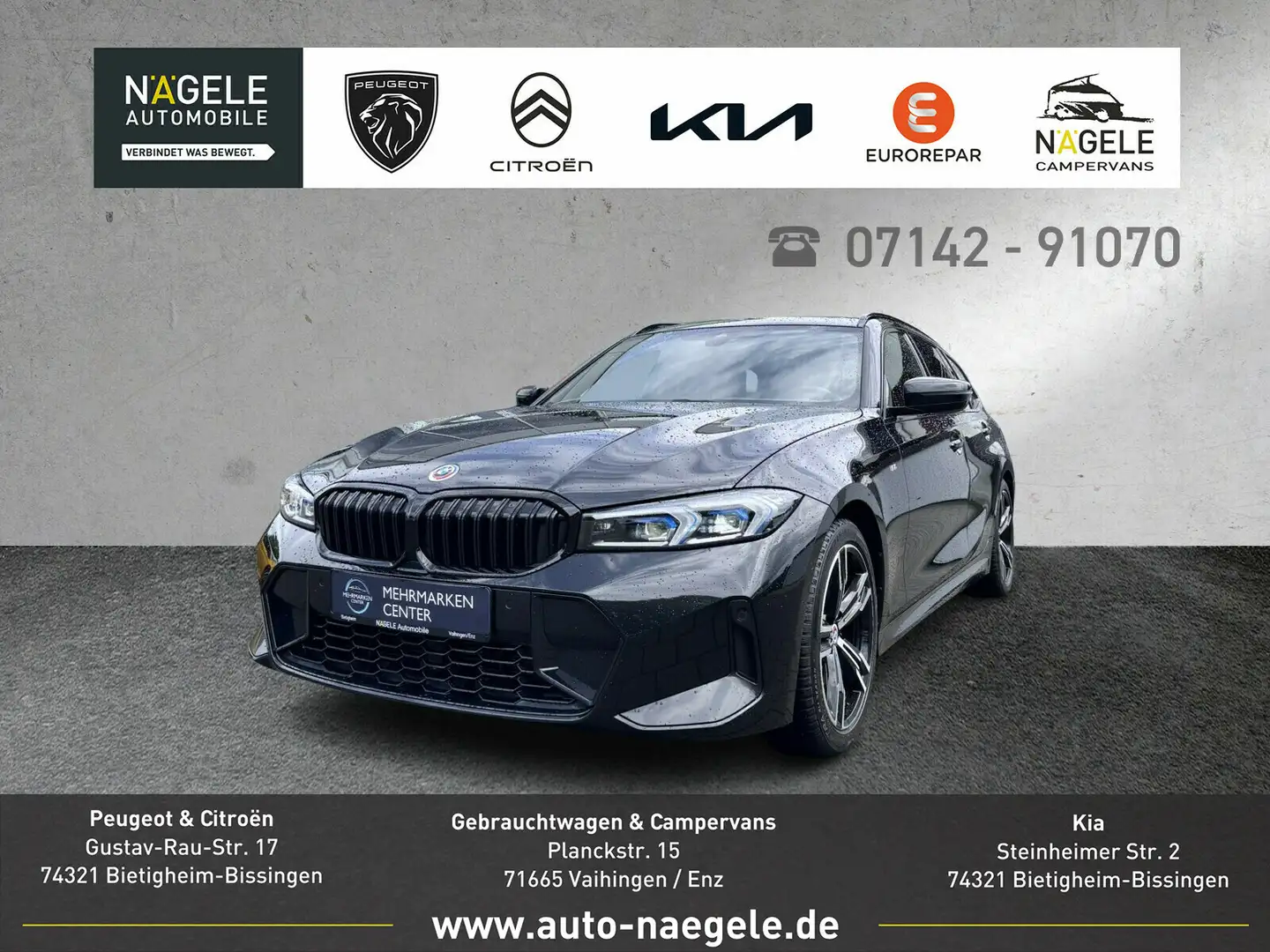 BMW 320 320i Touring M Sport LCI|LED+SZH+PDC+Pano+AHK Noir - 1