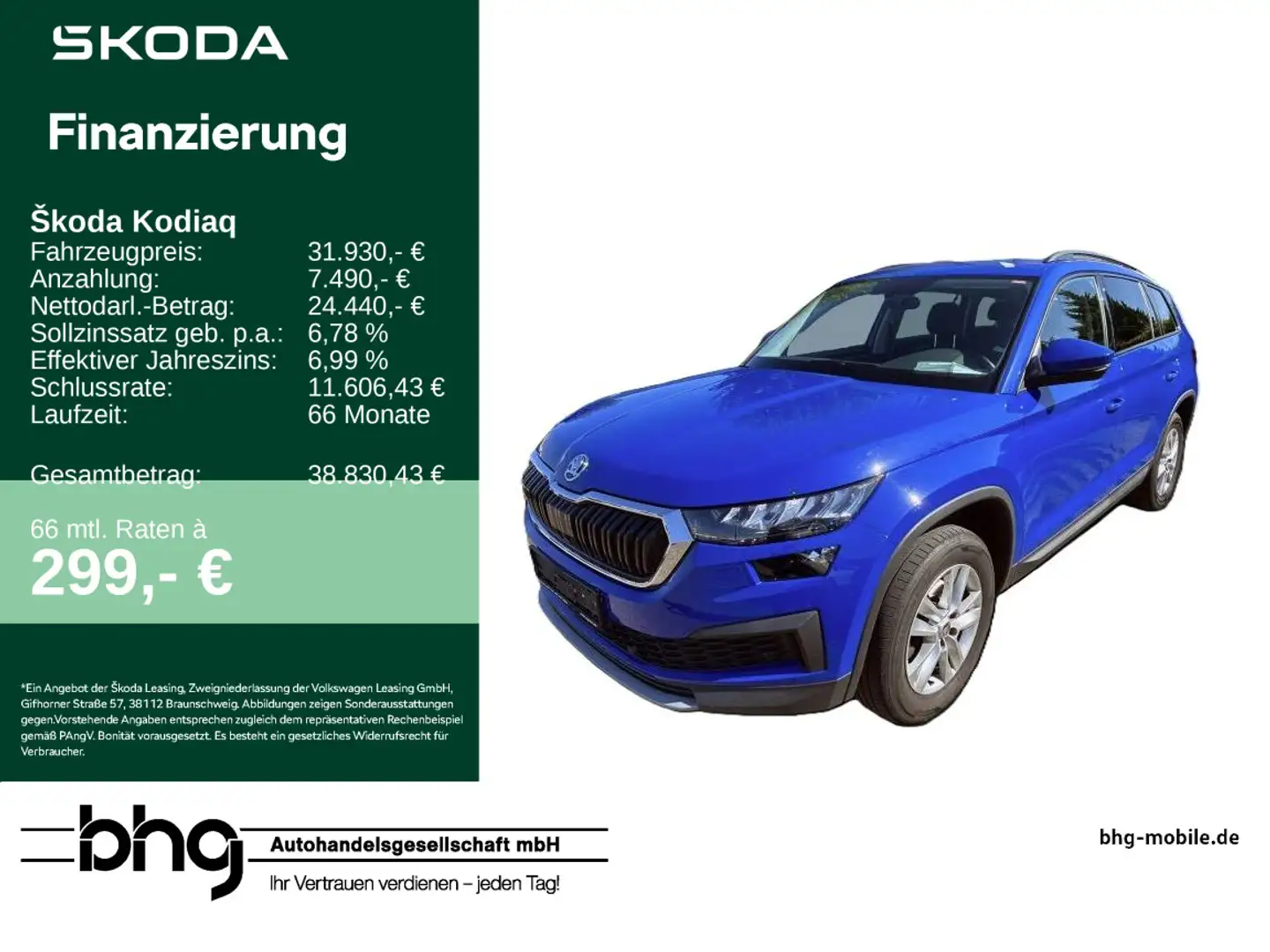 Skoda Kodiaq 2.0 TDI 4x4 DSG Ambition AHK LED virtualC Blau - 1