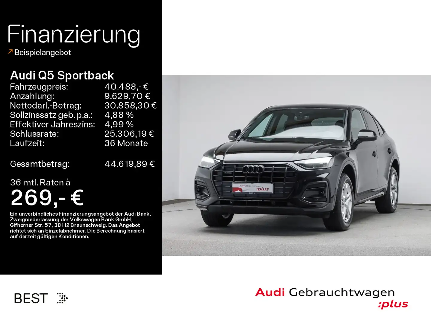 Audi Q5 advanced S line 40 TDI qu. Navi Zwart - 1