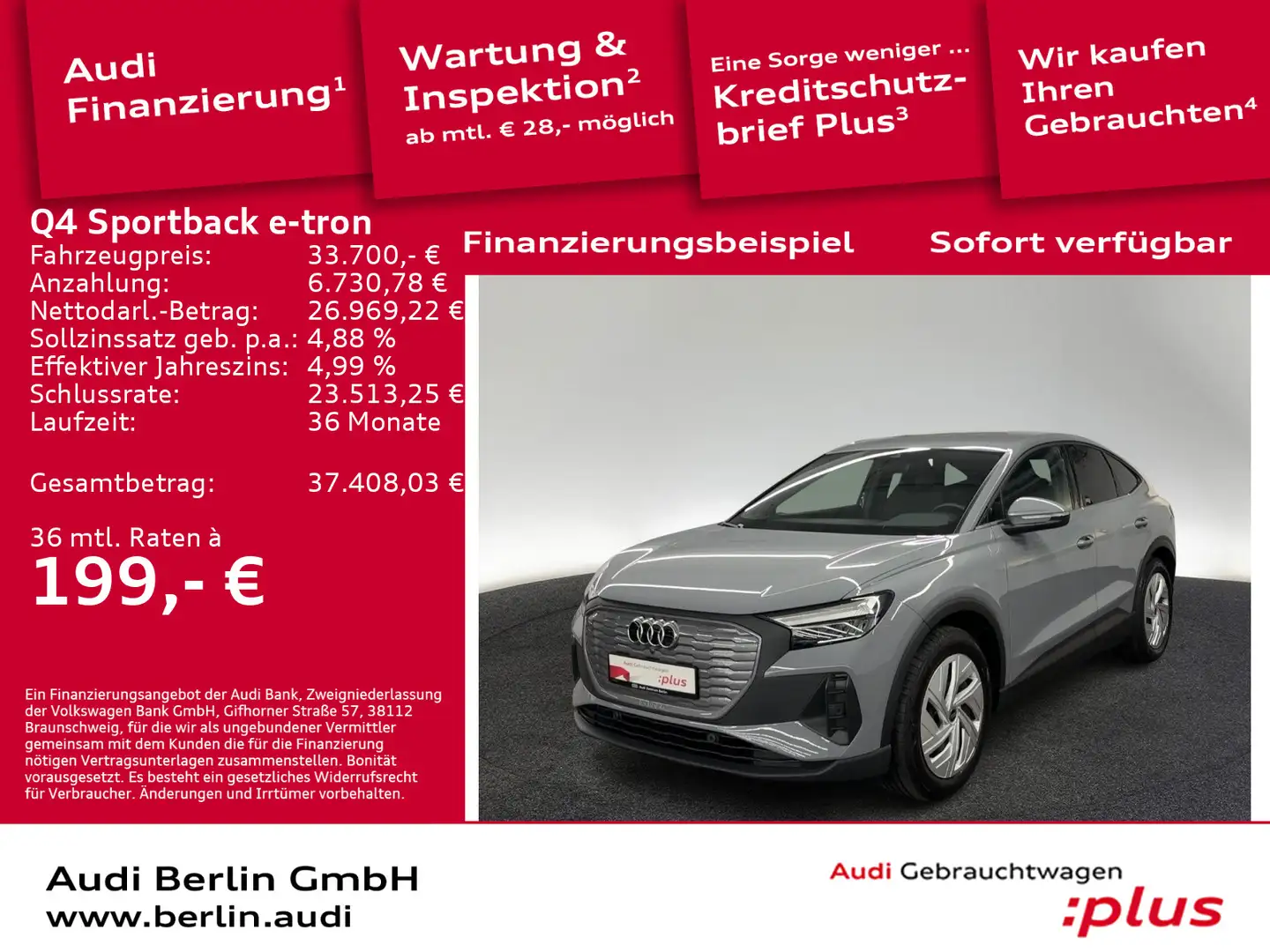 Audi Q4 e-tron Q4 Sportback 40 e-tron LED NAVI RFK DAB Grau - 1
