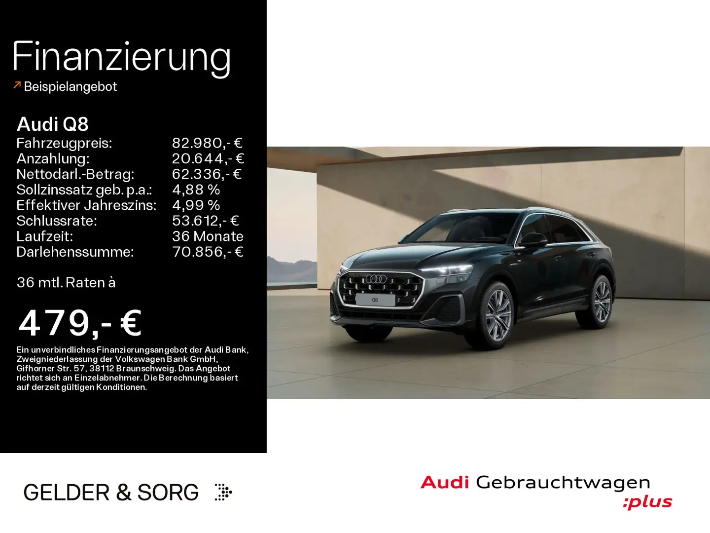Audi Q8 50 TDI quattro S line air*Sitzbel.*HuD*Pano* Schwarz - 1