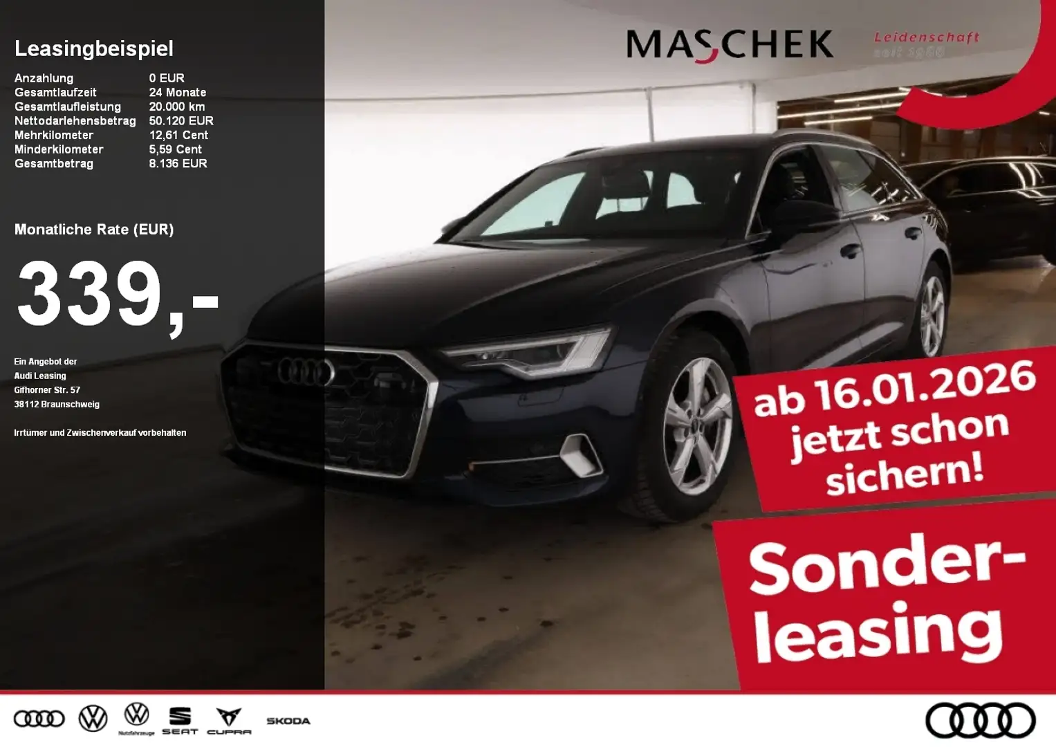 Audi A6 Avant Sport 45 TFSI quatt AHK Matrix LM19 Memory A Blau - 1