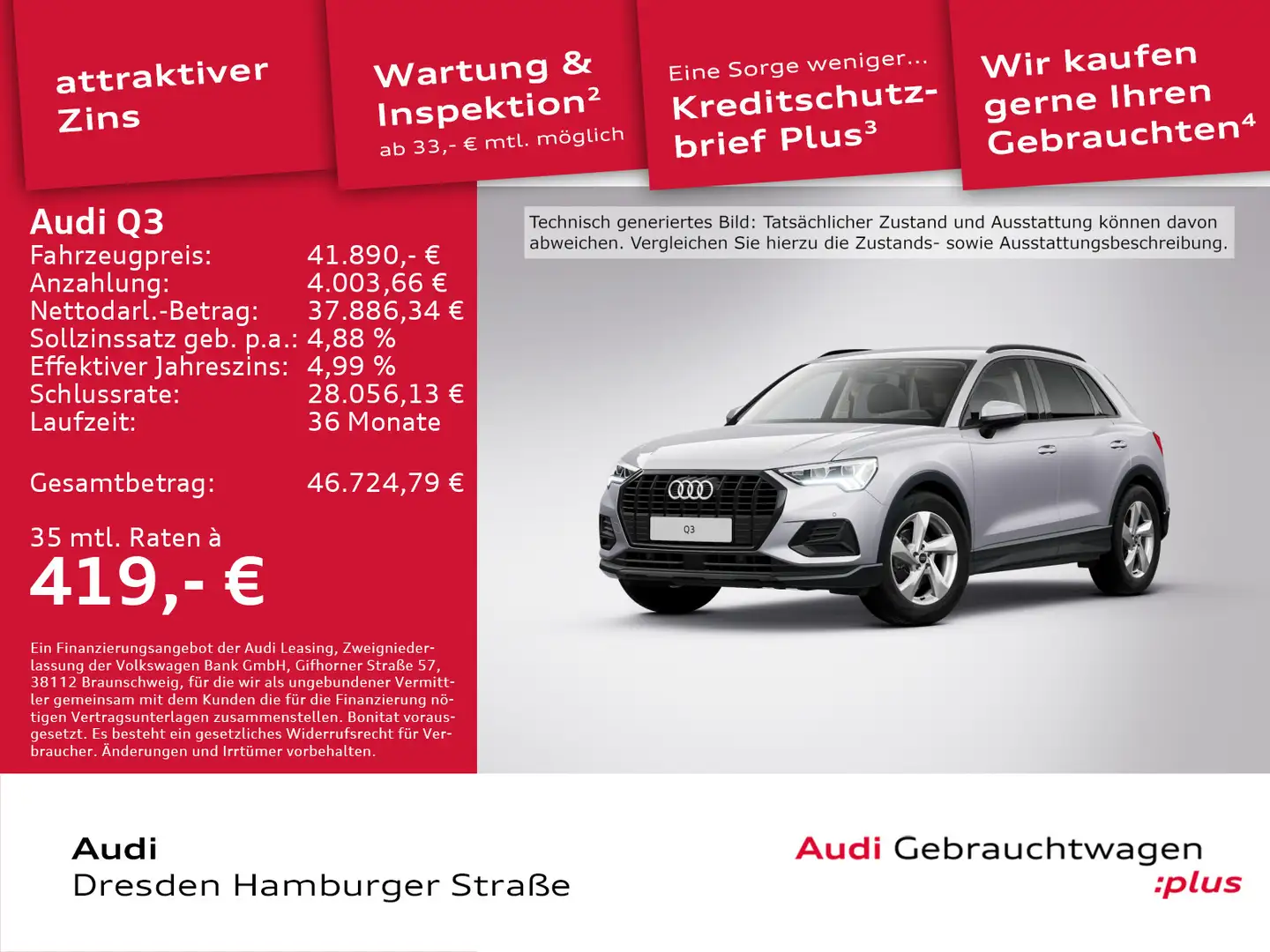 Audi Q3 35 TFSI advanced LED Navi AHZV S tronic Silber - 1