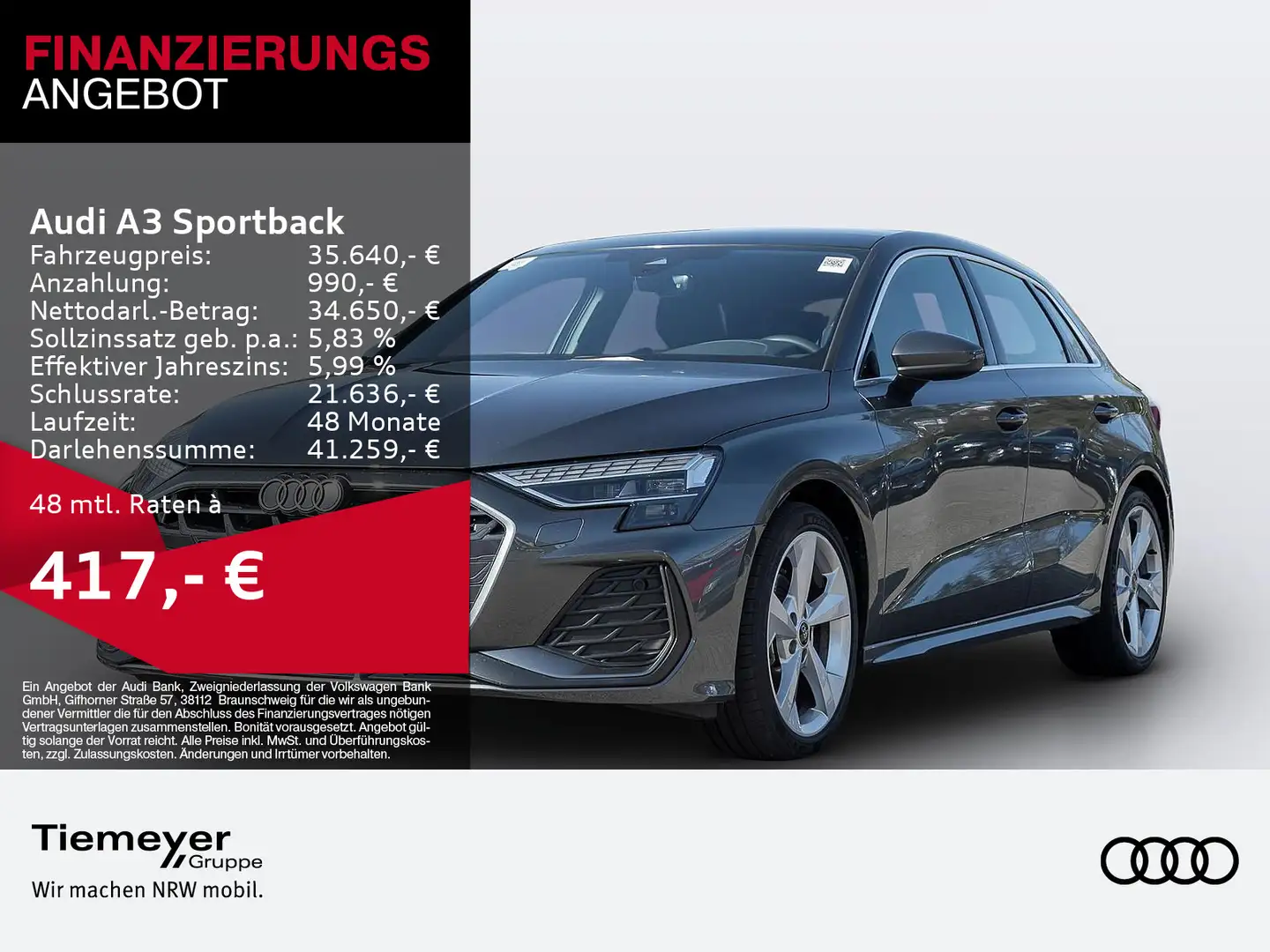 Audi A3 35 TDI S line PANO MATRIX ACC LM18 Grau - 1