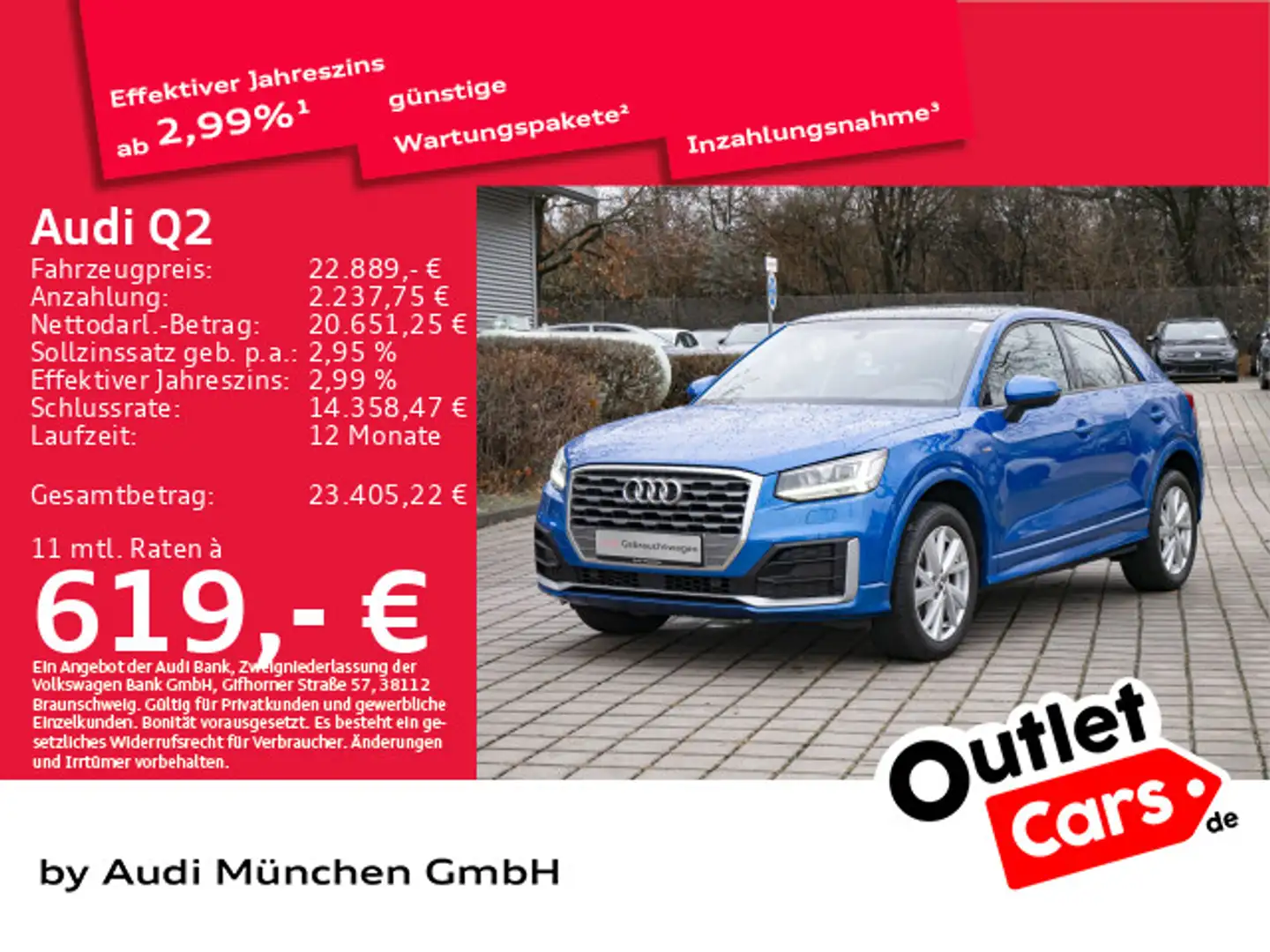 Audi Q2 30 TFSI S line Ext. Pano/AHK/Navi+/LED/B&O Blau - 1