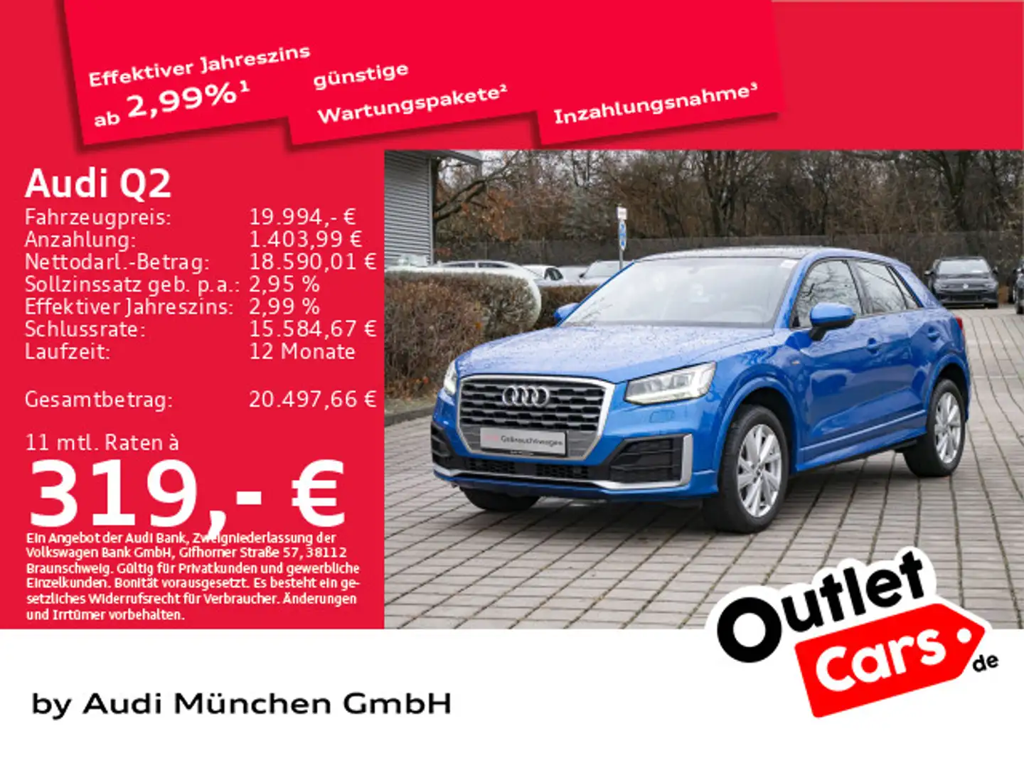 Audi Q2 30 TFSI S line Ext. Pano/AHK/Navi+/LED/B&O Blau - 1