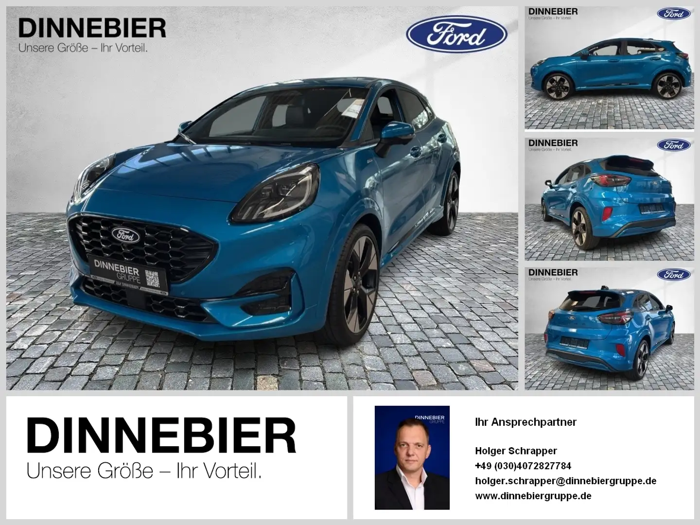 Ford Puma ST-LINE X+TWA+Navi+360°Cam+Ambil.+PDC+iACC Blauw - 1