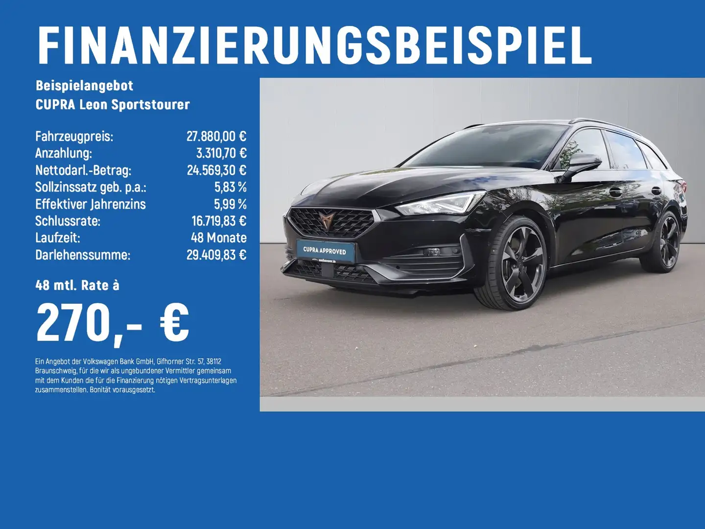 CUPRA Leon Sportstourer 2.0 TSI DSG PANO+NAVI+LED+SHZ Schwarz - 2