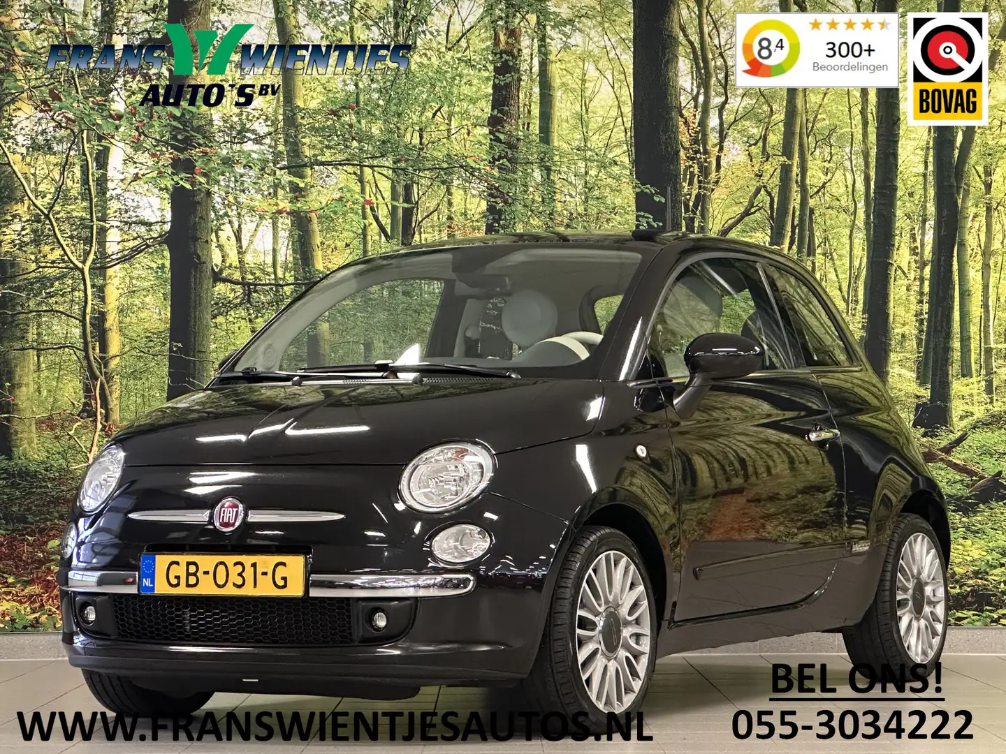 Fiat 500 1.2 Lounge | Origineel Nederlands! | Panoramadak | Zwart - 1