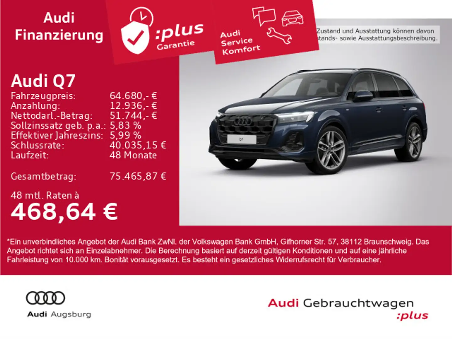 Audi Q7 S line 45 TDI qu. *ACC*AHK*HdUp*MATRIX*8-fach Blau - 1