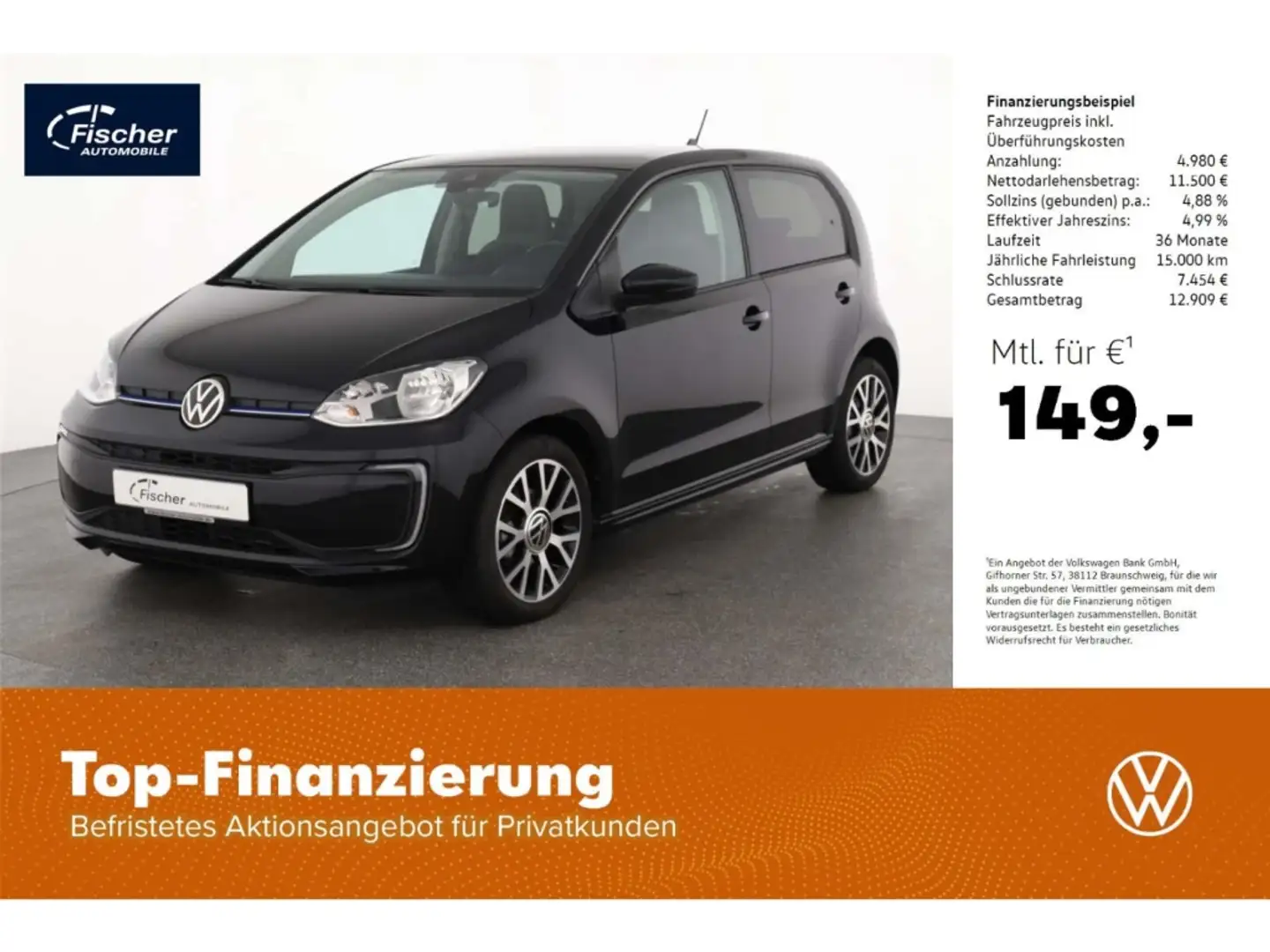 Volkswagen e-up! Elektro Style Plus CCS/RFK/PDC/SH/Klima Schwarz - 1