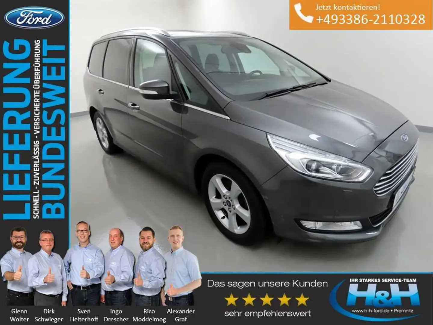Ford Galaxy 2.0 TDCi Aut. Titanium AHK+Kam+Pano-Dach Grau - 1