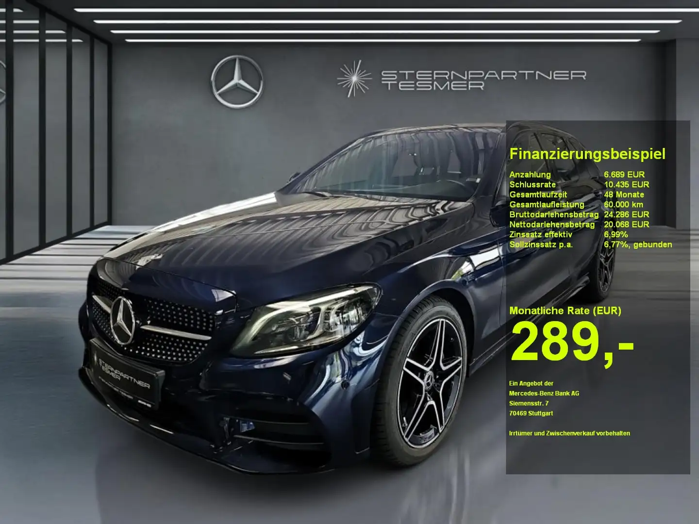 Mercedes-Benz C 200 d T AMG+KAM+LED+COMAND+LEDER+AMB+NIGHT+AHK Blau - 1