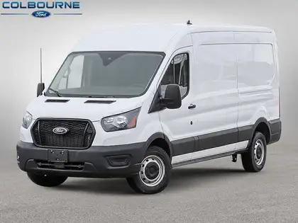 White 2025 Ford Transit Cargo 250 Medium Roof LB RWD Van Rear-Wheel Drive Automatic