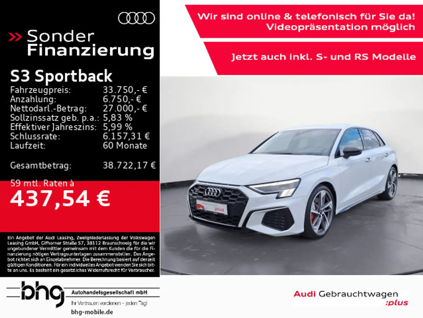 Audi S3 quattro S-tronic Navi Matrix B&O Bianco - 1