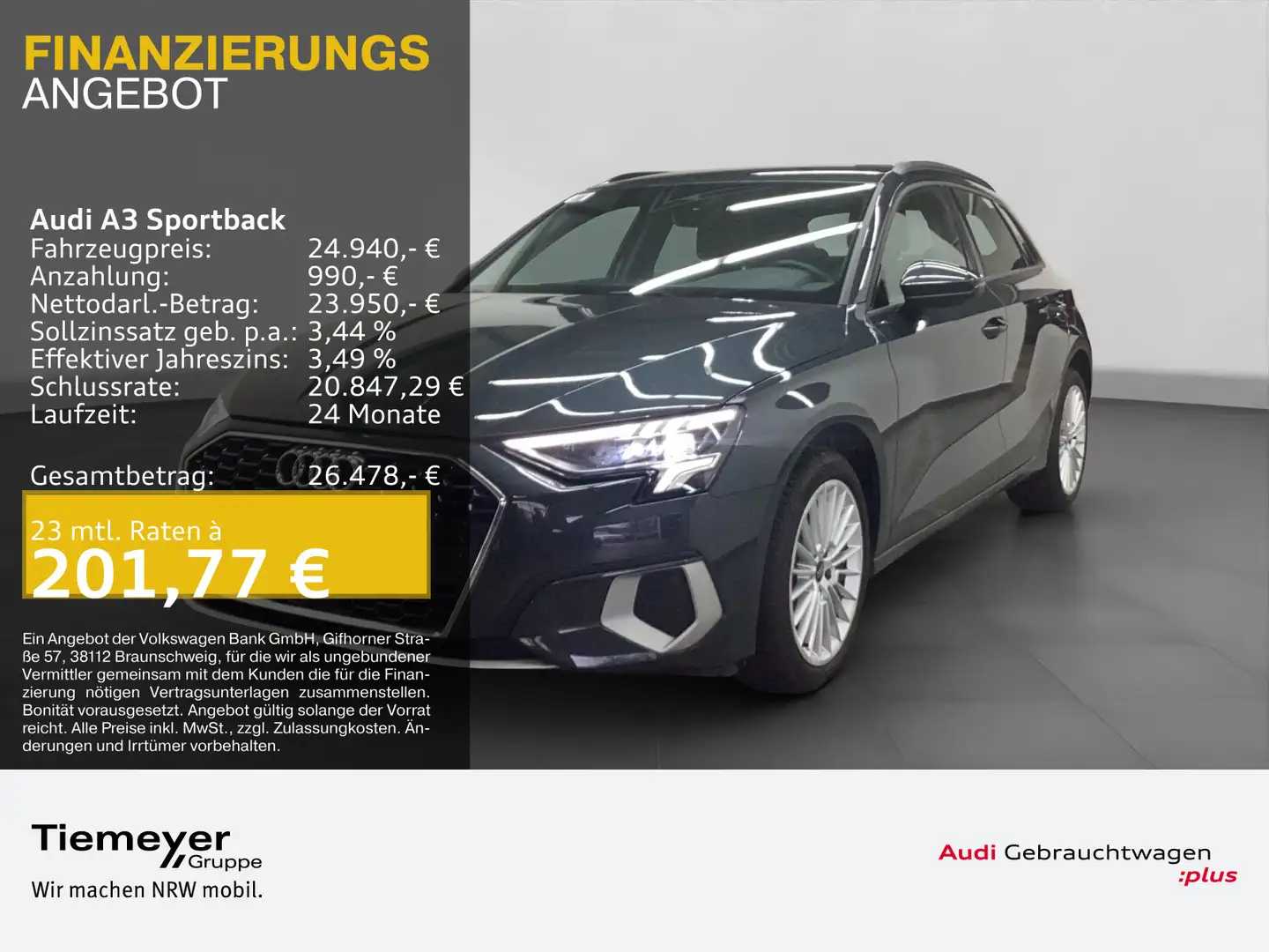 Audi A3 30 TDI ADVANCED LED NAVI ACC eKLAPP Grigio - 1