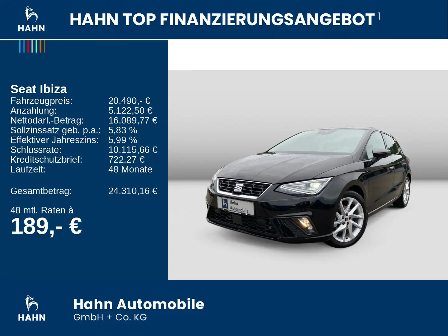 SEAT Ibiza 1.0TSI DSG FR ACC Cam LED Navi Sitzheizung Schwarz - 2