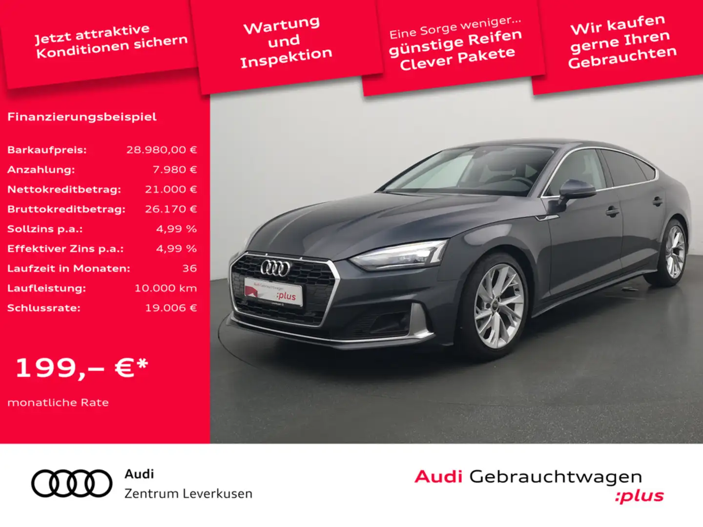 Audi A5 Sportback NAVI AHK KAM MEMORY FACELIFT LED Grau - 1
