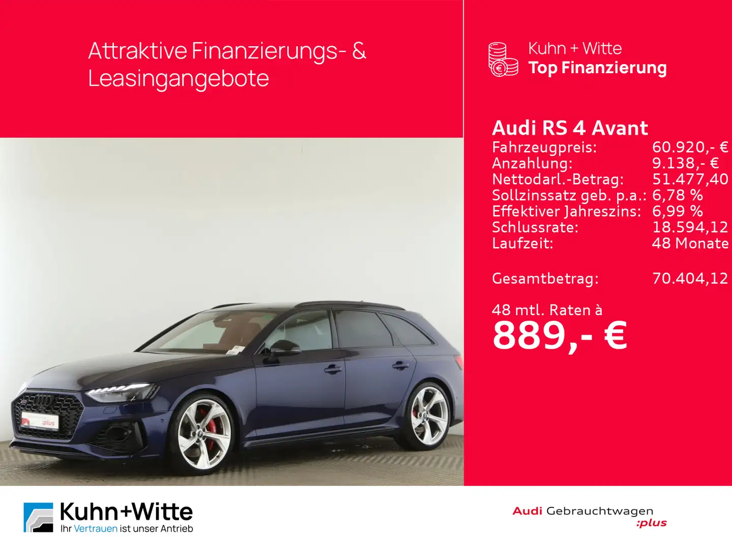 Audi RS4 2.9 TFSI quattro *Matrix*PDC*MMI-Plus Blau - 1
