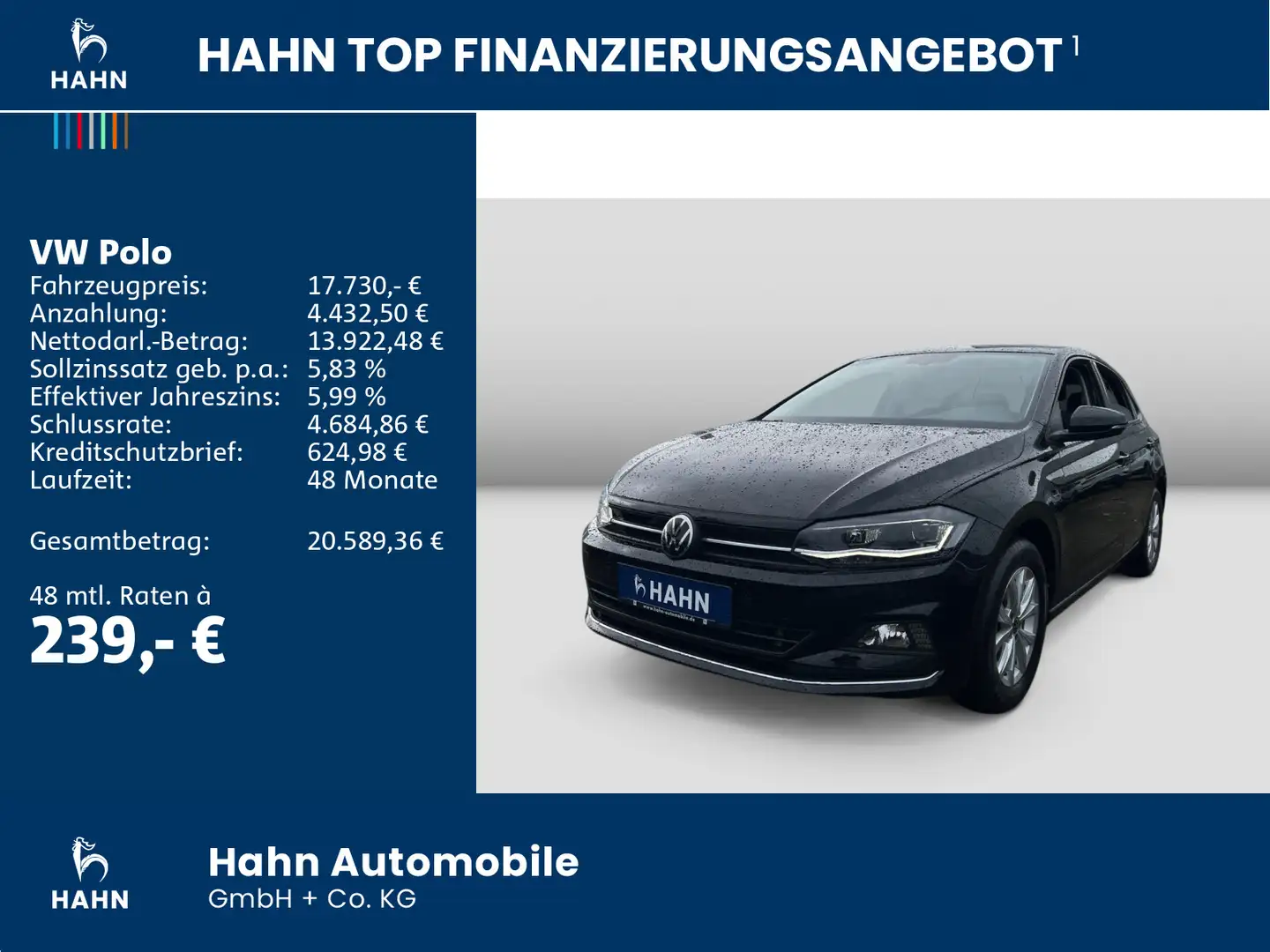 Volkswagen Polo 1.0TSI Highl DSG Cam ACC Navi Climatr Sitzh Noir - 2